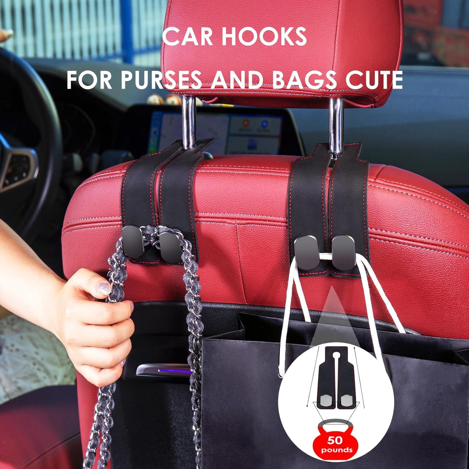 Gancho para bolso de coche DYREOOE - Doble gancho negro 2 unidades