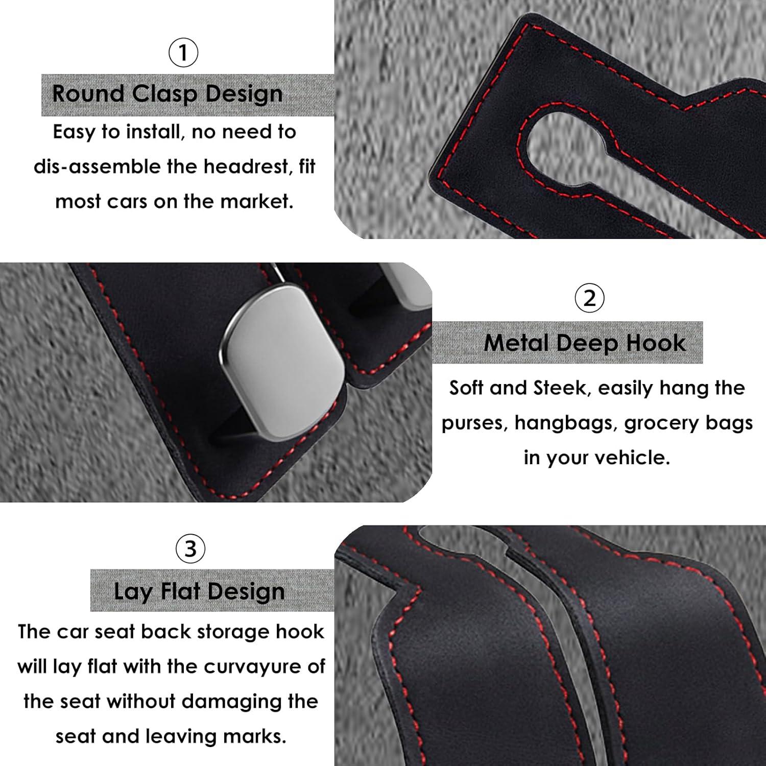 Gancho para bolso de coche DYREOOE - Doble gancho negro 2 unidades