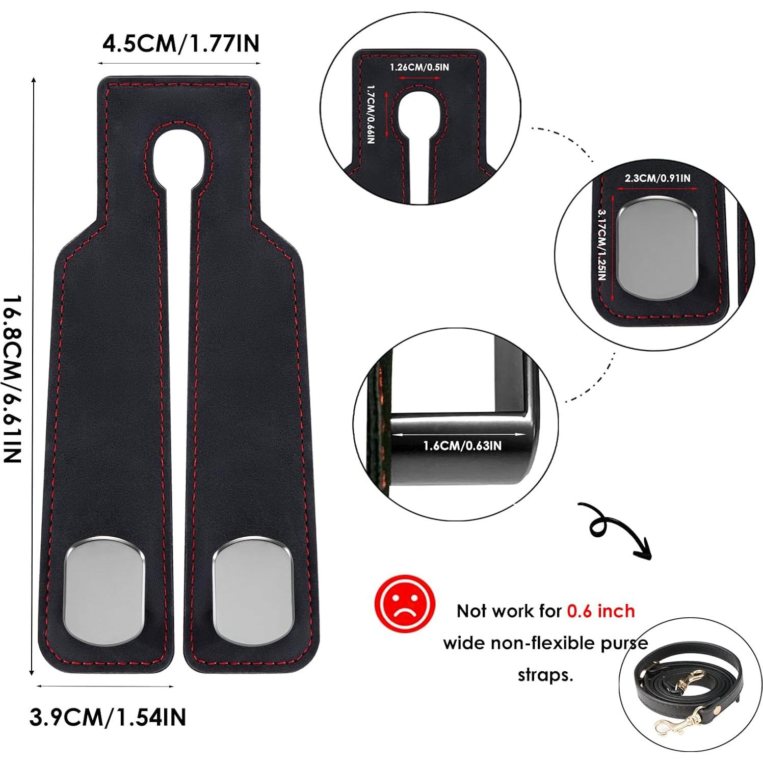 Gancho para bolso de coche DYREOOE - Doble gancho negro 2 unidades