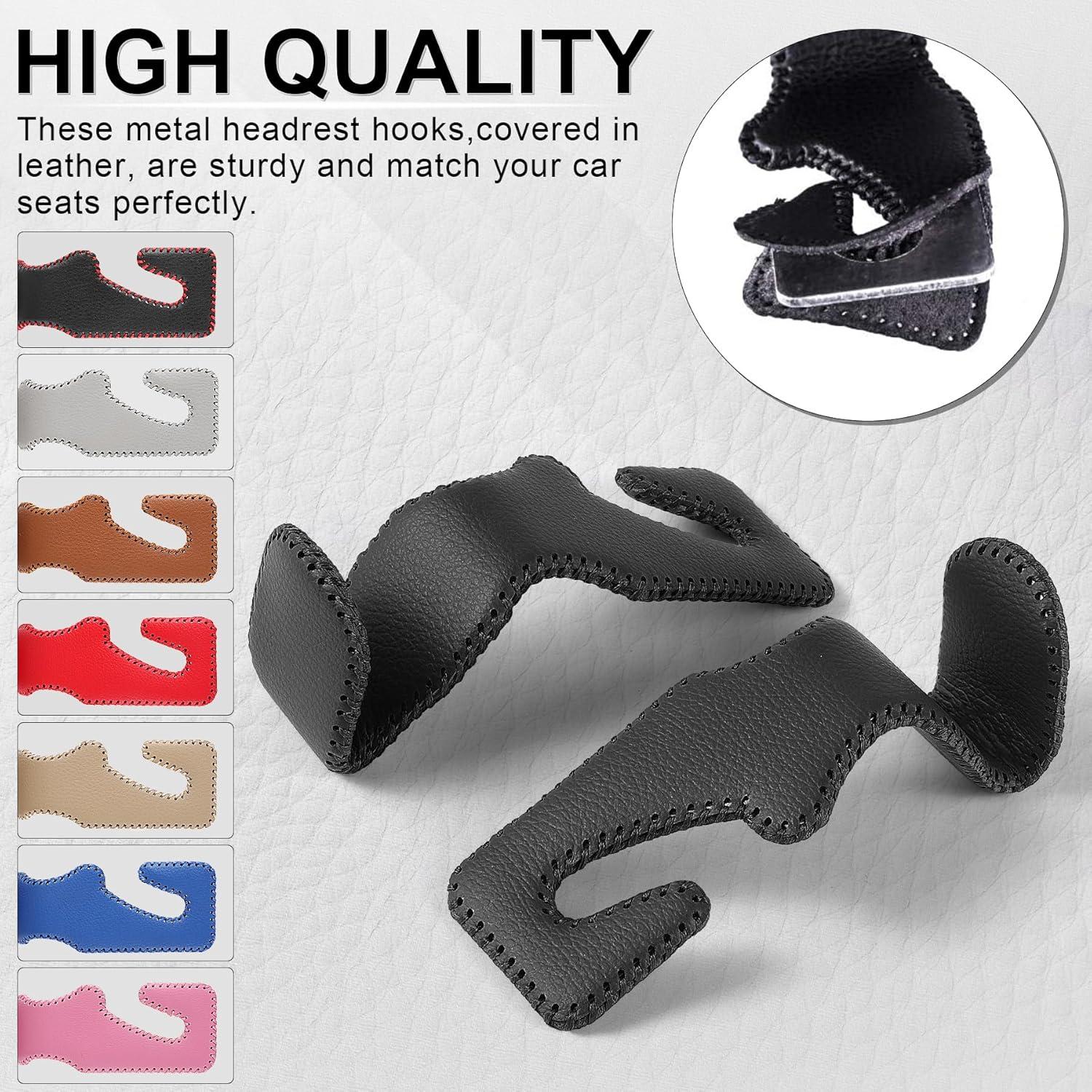 Ganchos de Reposacabezas LivTee de Cuero Negro - 2 Piezas