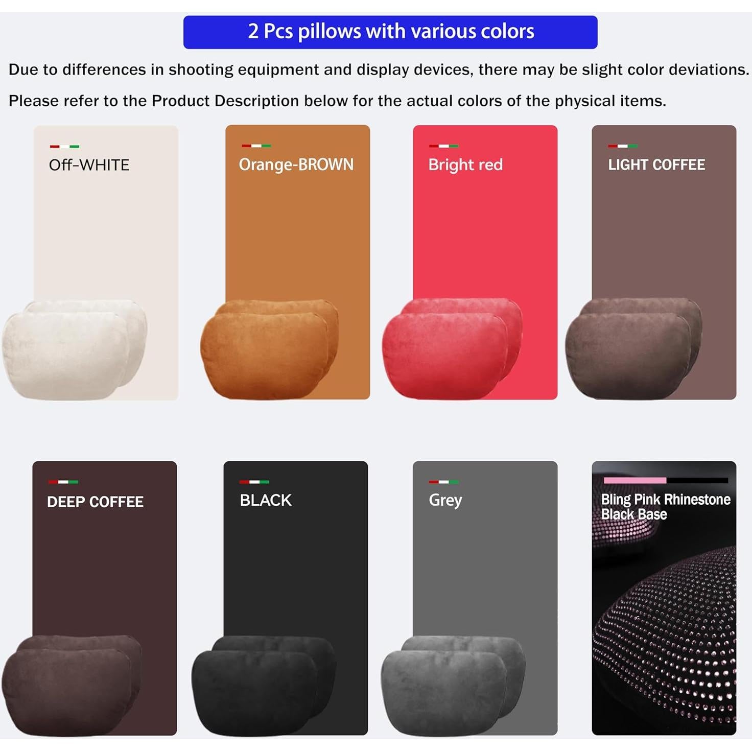 Almohadas de Cuello POKSRI para Coche 2 Pcs Gris Ajustables