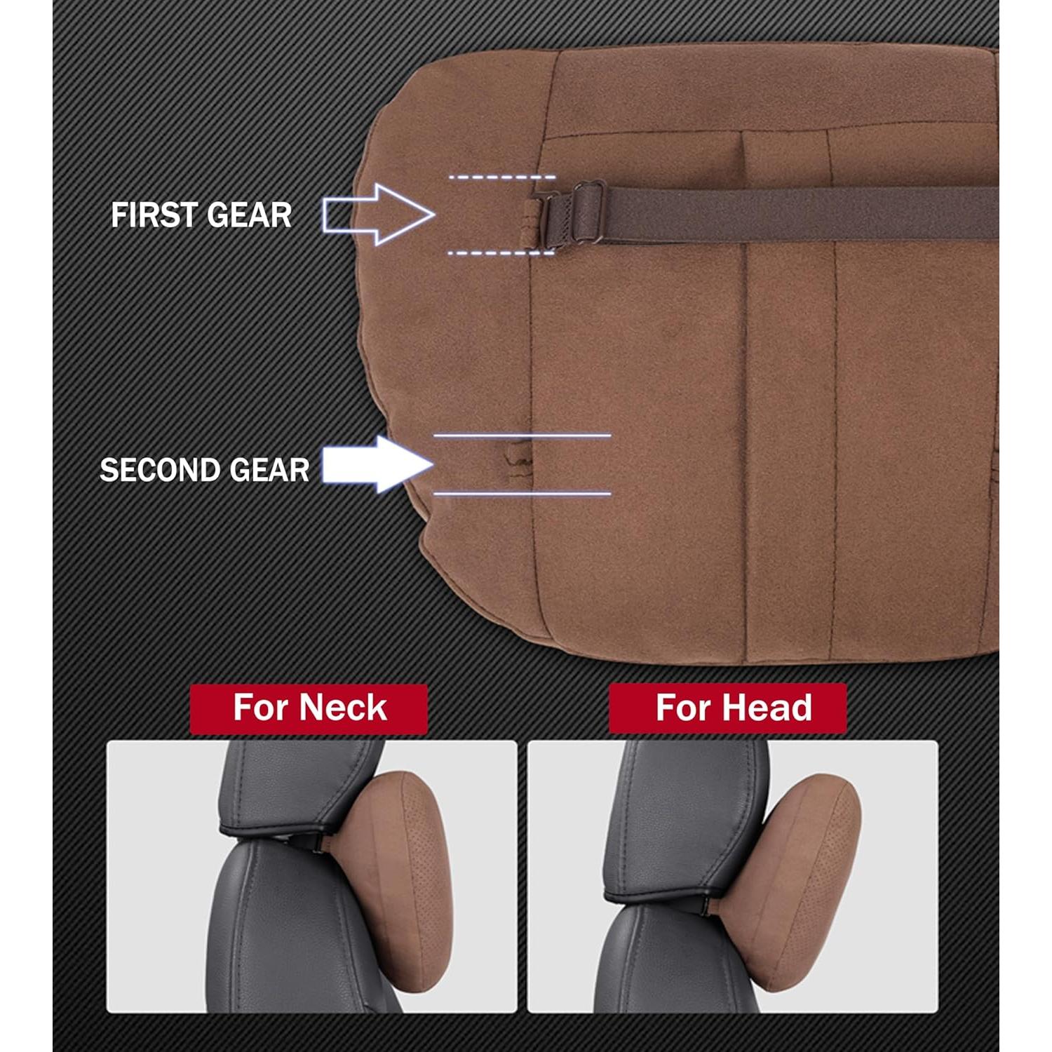 Almohadas de Cuello POKSRI para Coche 2 Pcs Gris Ajustables