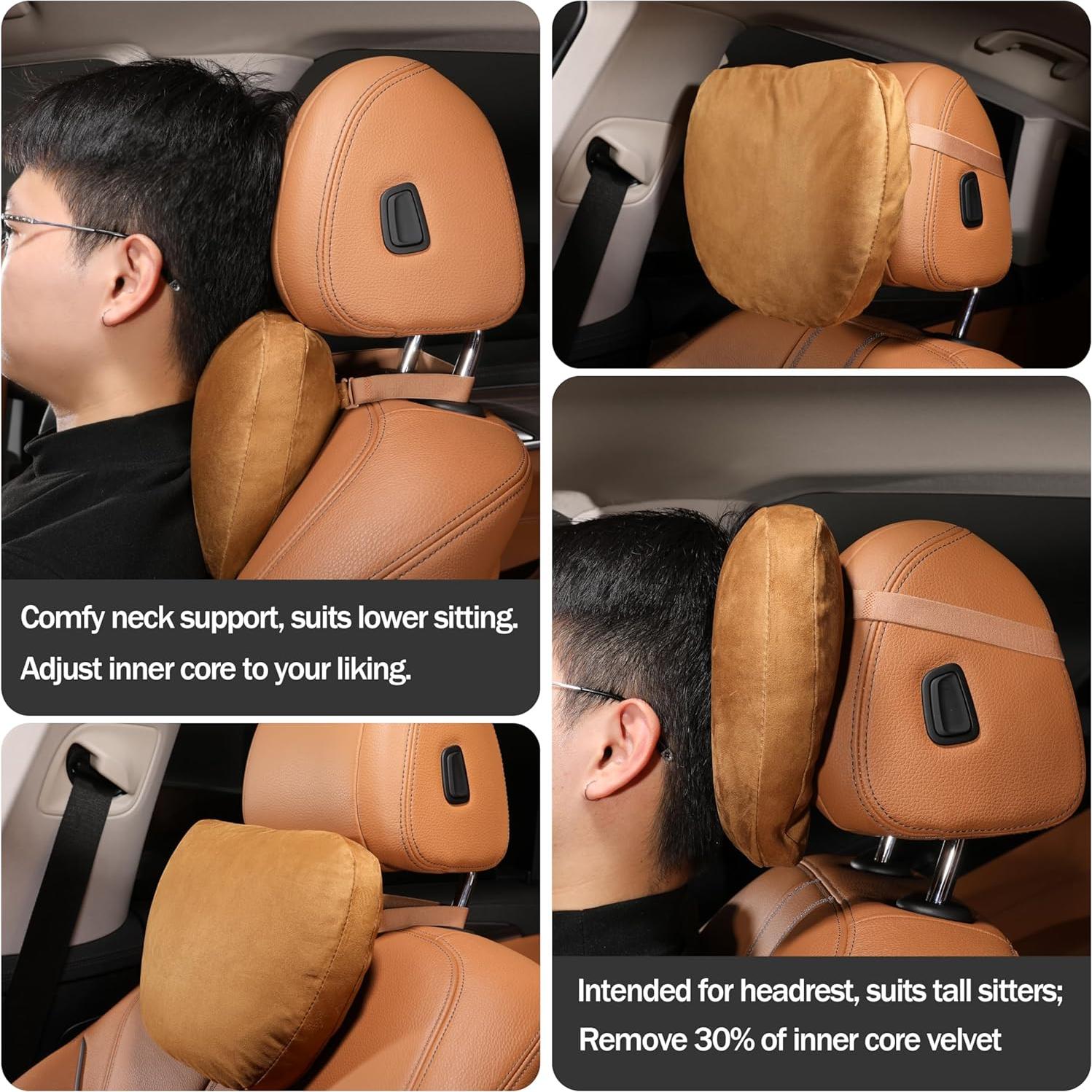 Almohadas de Cuello POKSRI para Coche 2 Pcs Gris Ajustables