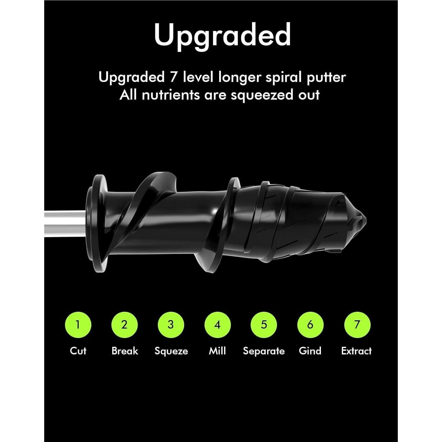 Exprimidor Lento SIFENE JS3304 280ml Negro Sin BPA