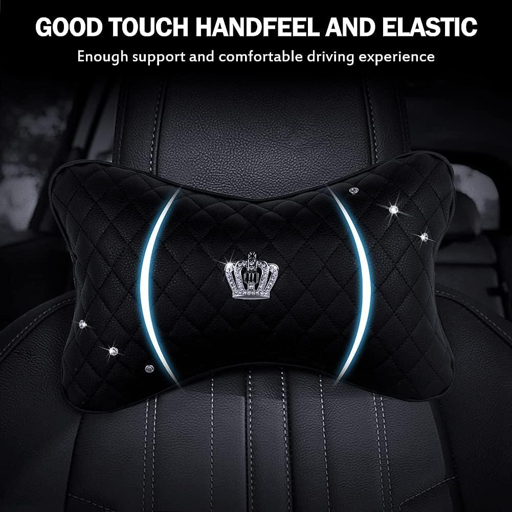 Cojín de Cuello de Coche EING 2 Piezas PU Negro Ajustable