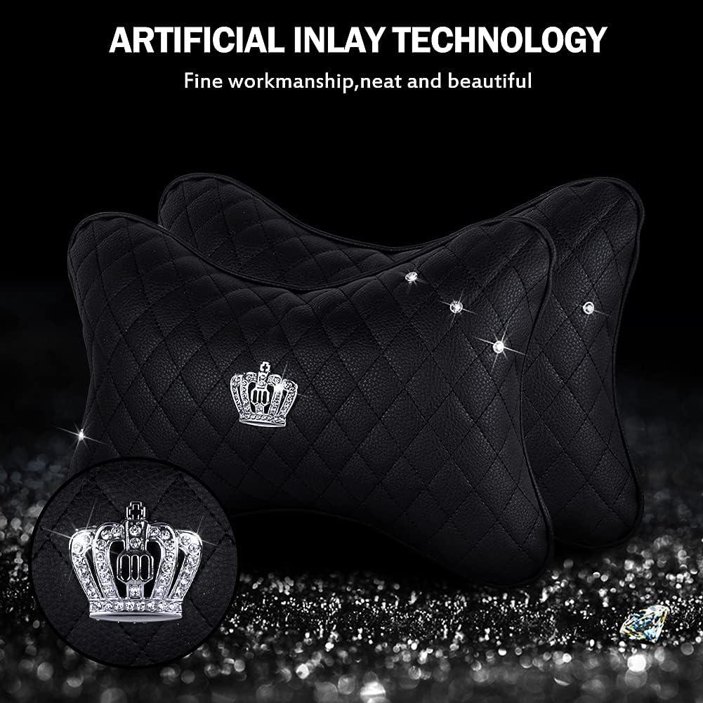 Cojín de Cuello de Coche EING 2 Piezas PU Negro Ajustable