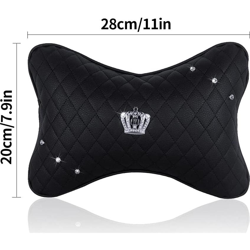 Cojín de Cuello de Coche EING 2 Piezas PU Negro Ajustable