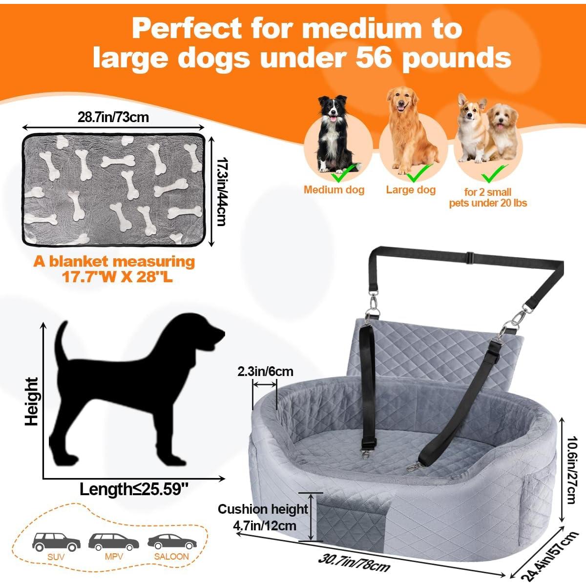 Asiento de Coche para Perros SIVEIS Grande Gris 65 cm