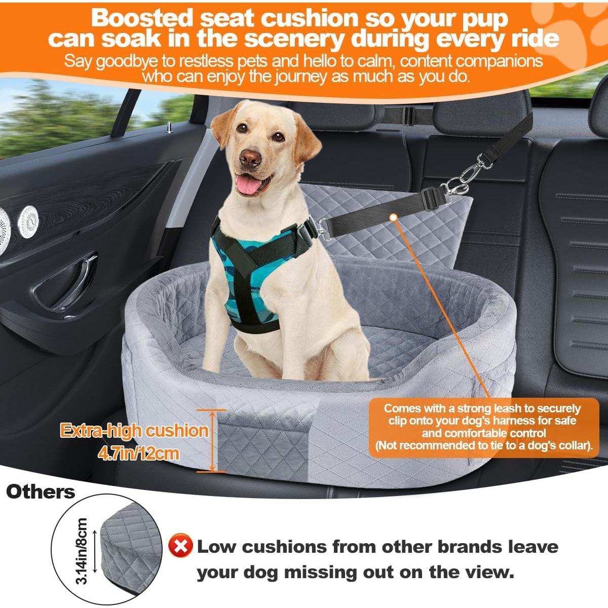 Asiento de Coche para Perros SIVEIS Grande Gris 65 cm