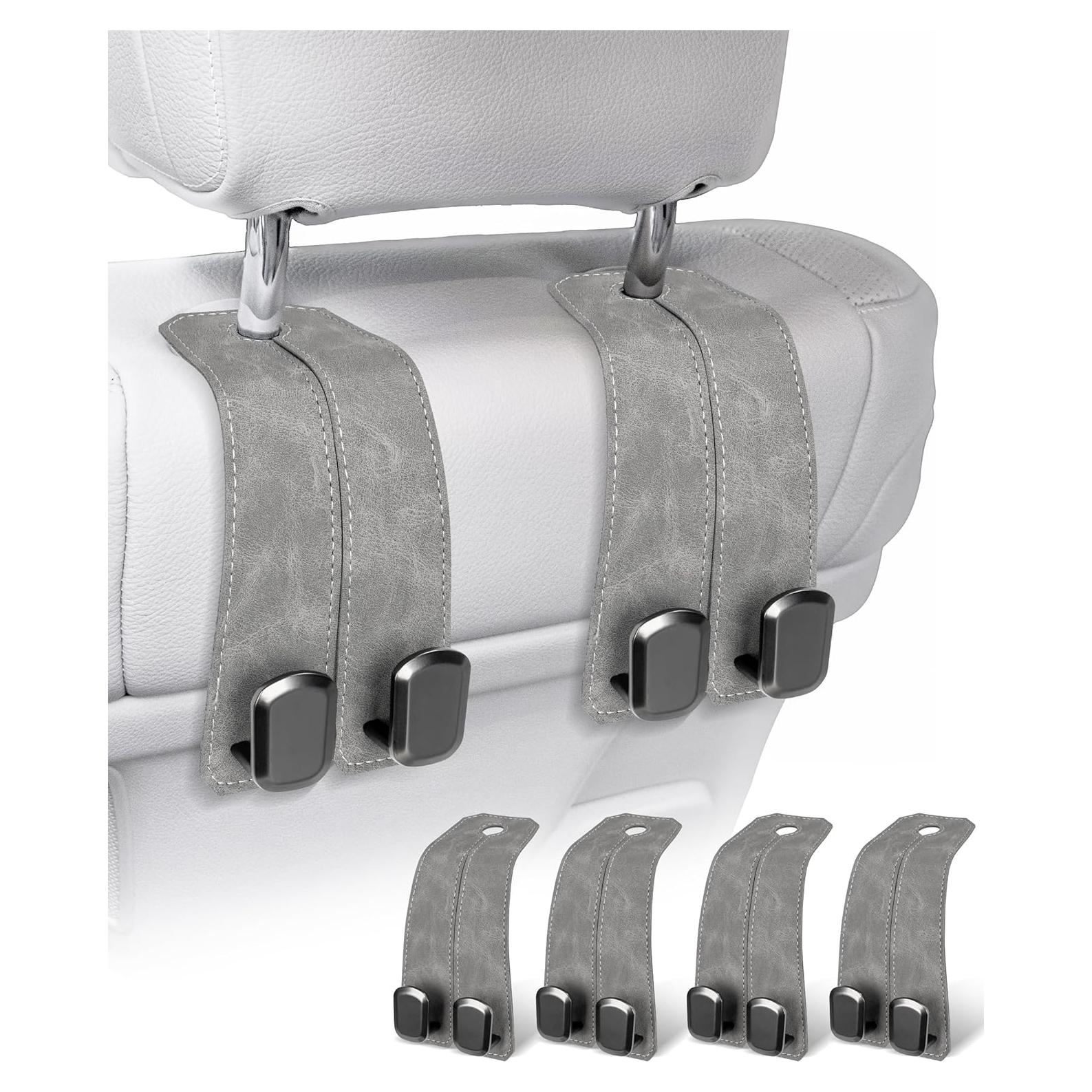 Soporte para bolso de coche VETERBONE 4 ganchos cuero gris