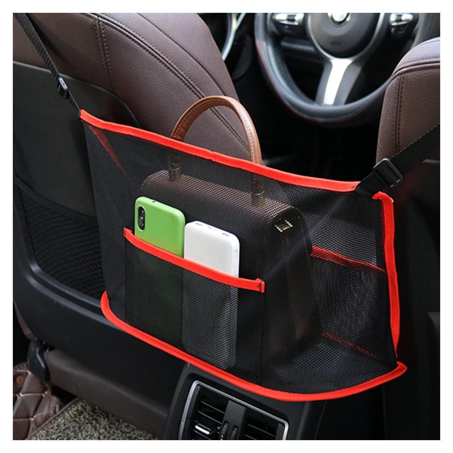 Soporte de bolso para coche Qkiky - Organizador rojo ajustable