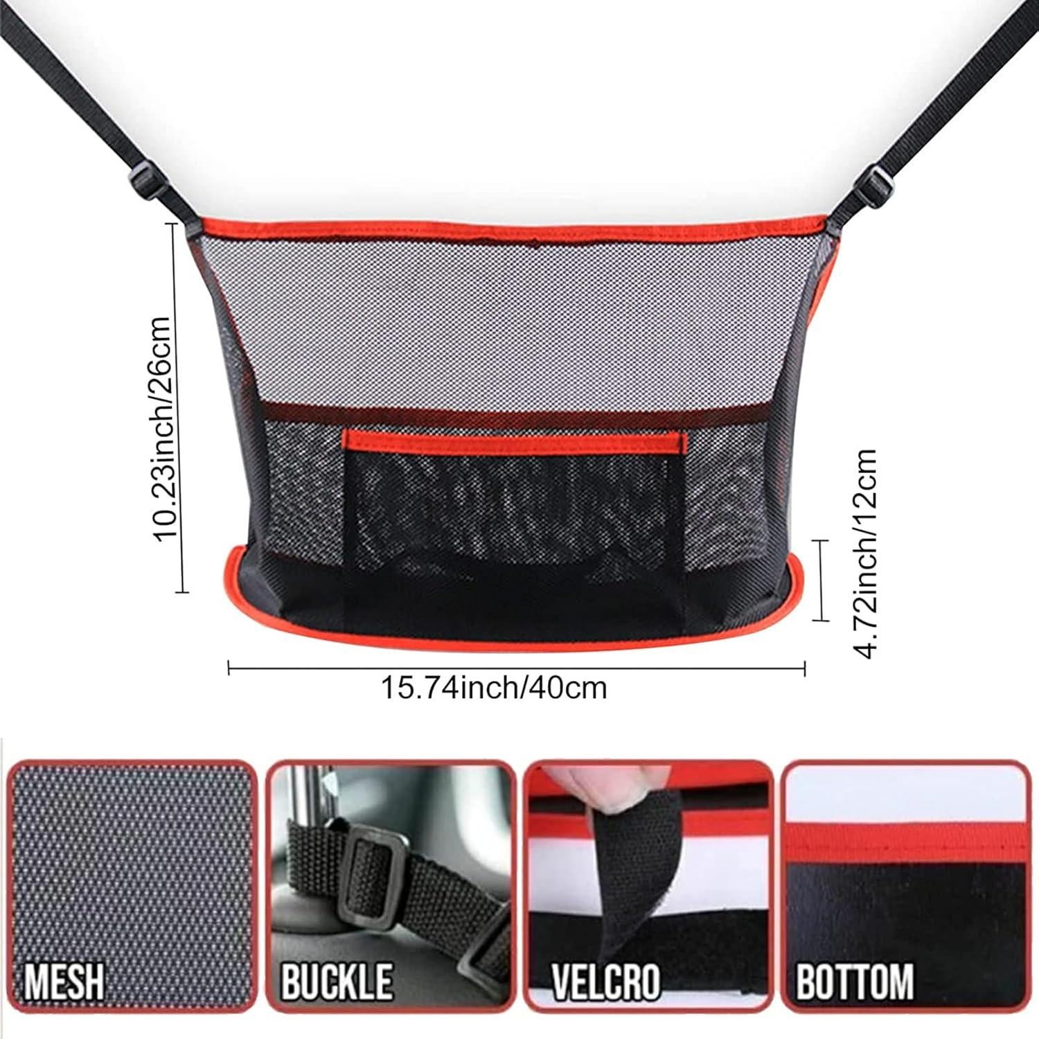 Soporte de bolso para coche Qkiky - Organizador rojo ajustable