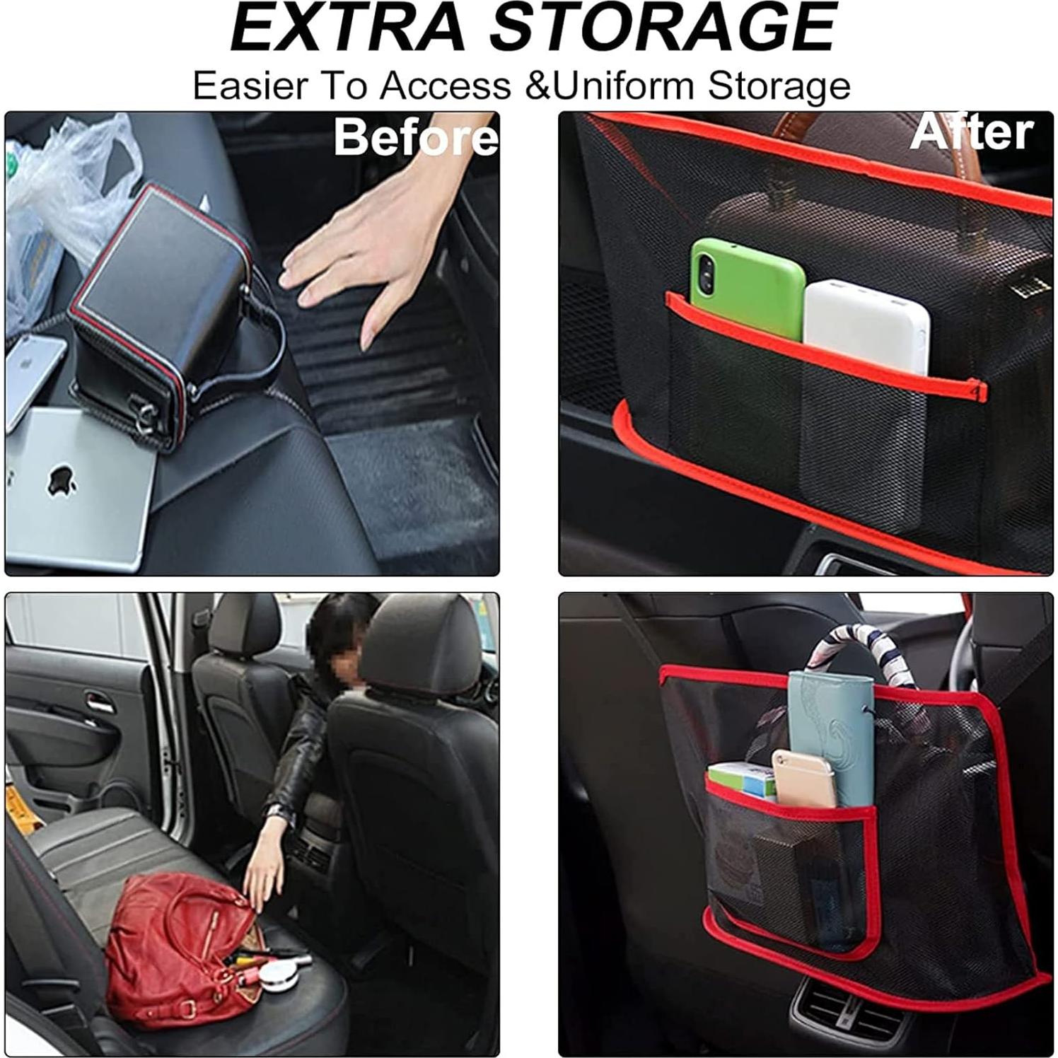 Soporte de bolso para coche Qkiky - Organizador rojo ajustable