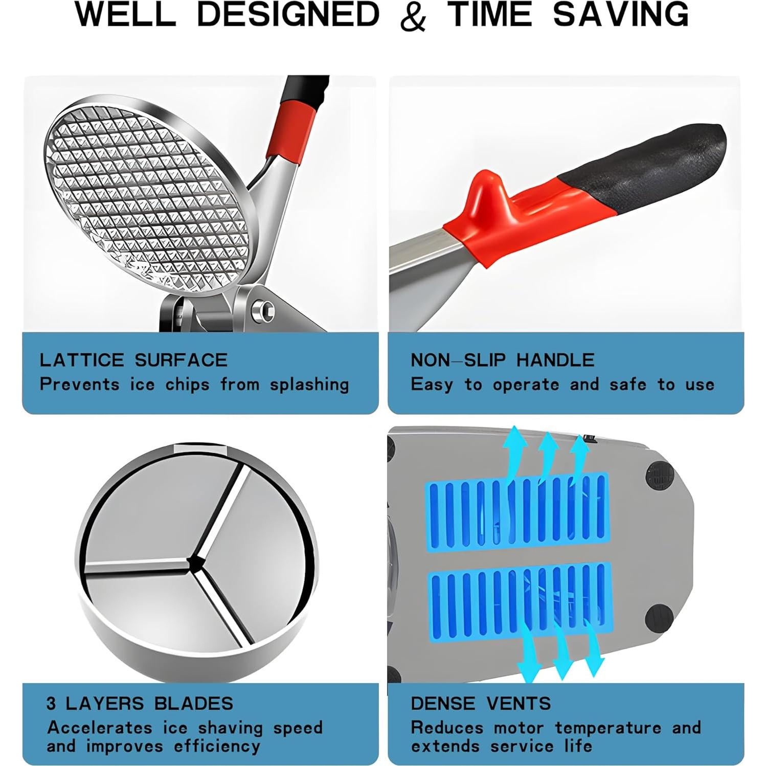 Máquina de Hielo Raspado Greatrue 380W 130kg/h Azul