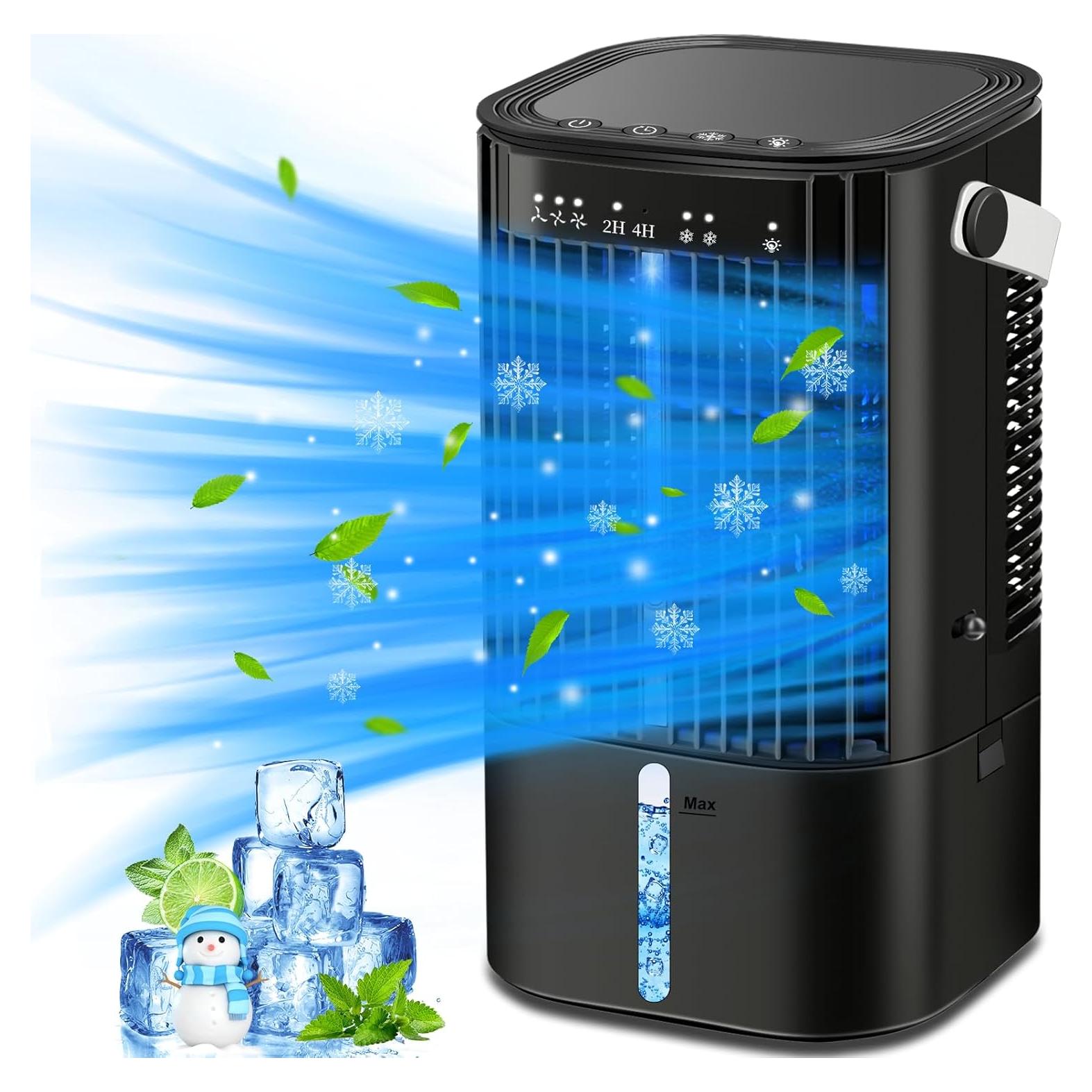 Acondicionador de Aire Portátil TLXLT 3 Velocidades 1200ml Negro