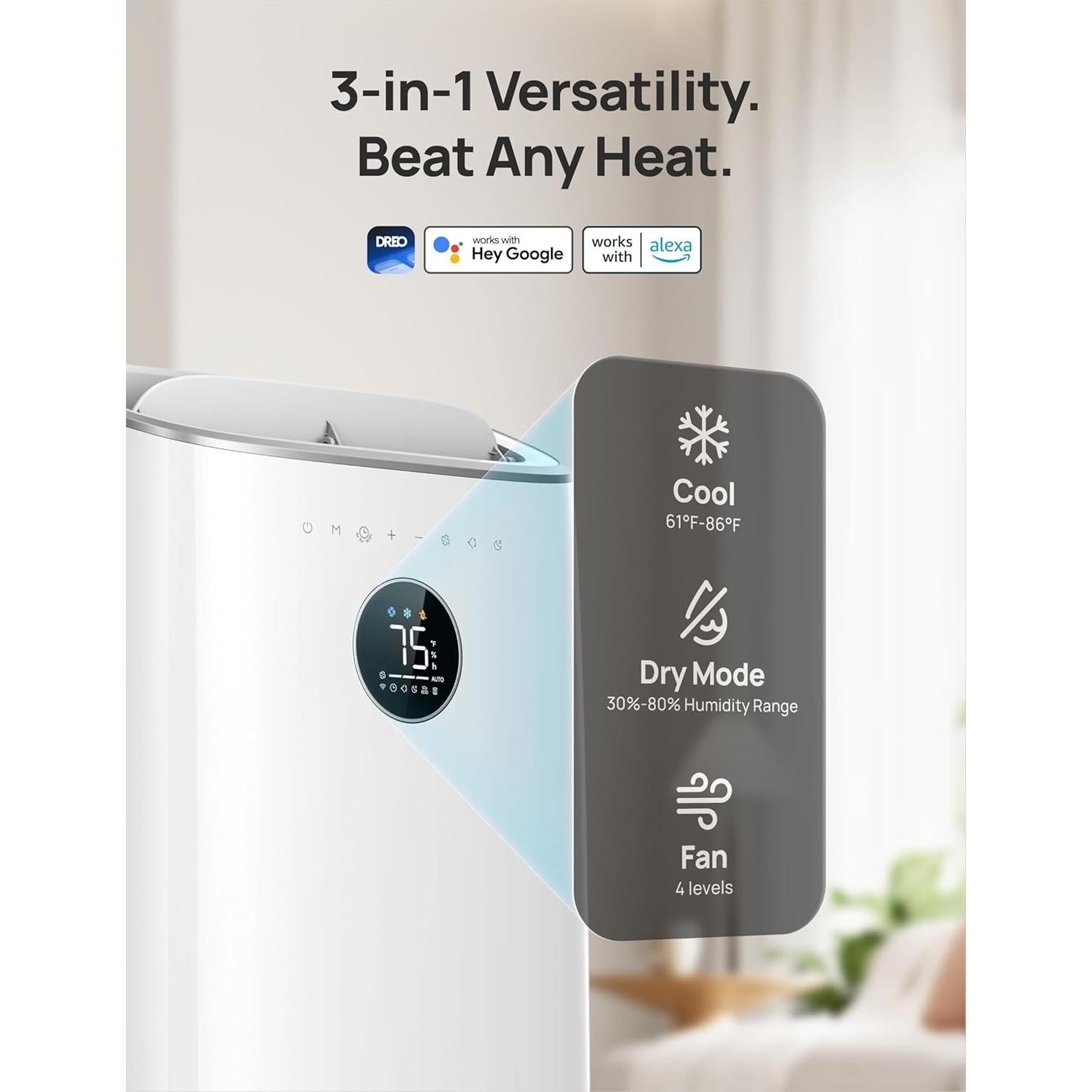 Aire Acondicionado Portátil Dreo 8000 BTU Inteligente Blanco