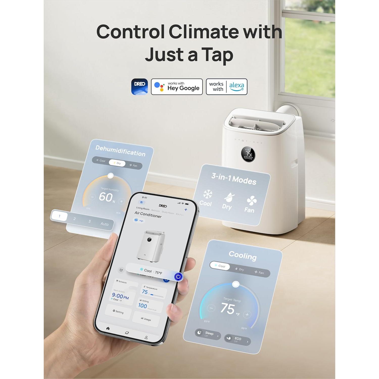 Aire Acondicionado Portátil Dreo 8000 BTU Inteligente Blanco