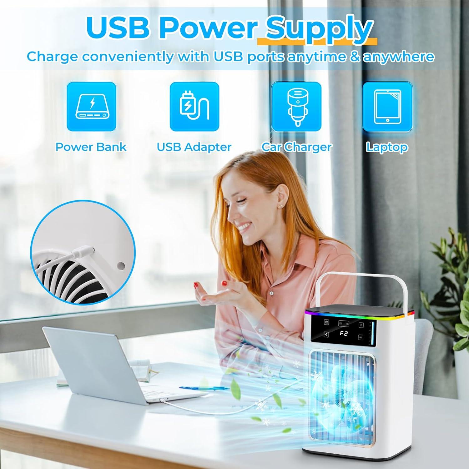 Acondicionador de Aire Portátil CHNENOMME 900ml 4 Velocidades