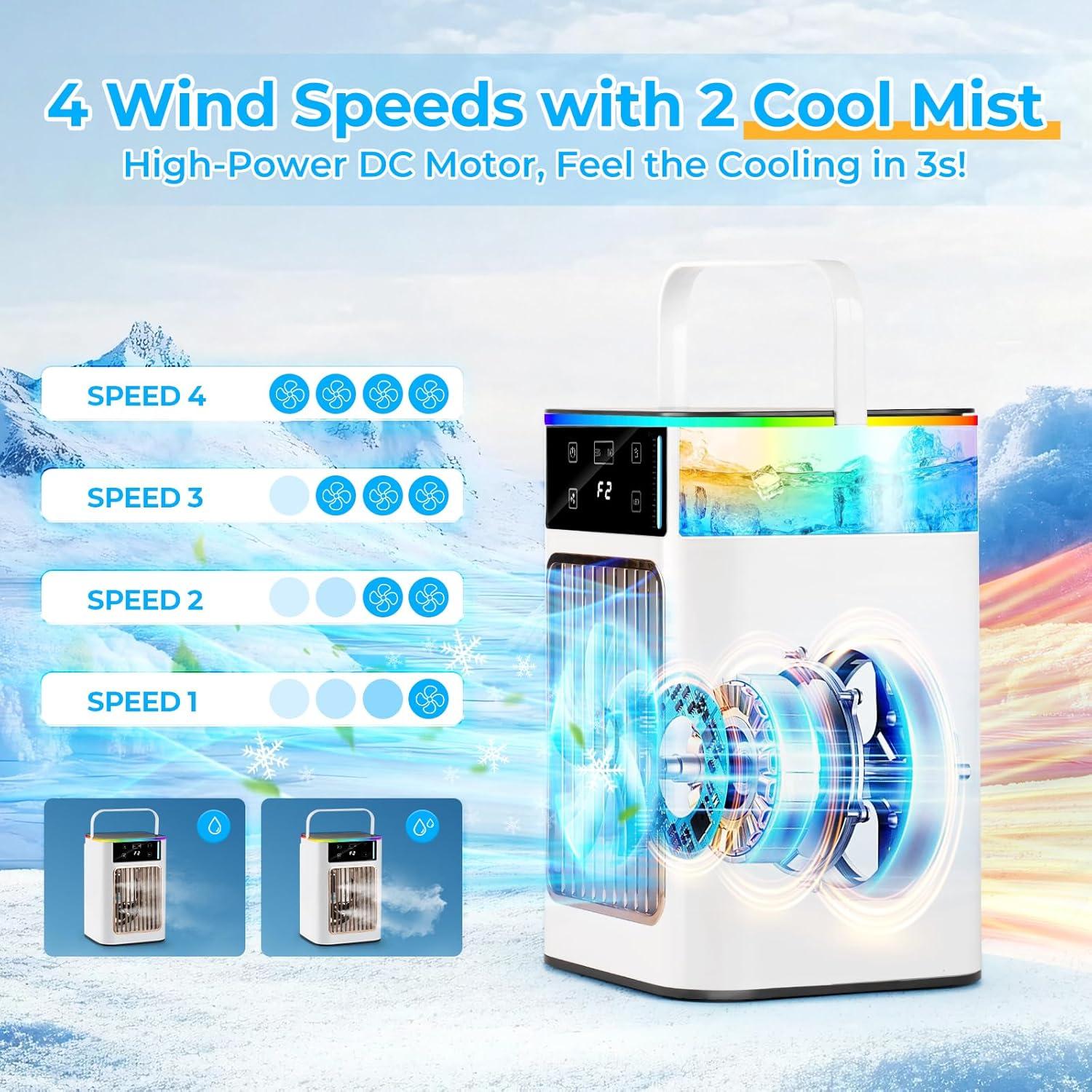 Acondicionador de Aire Portátil CHNENOMME 900ml 4 Velocidades