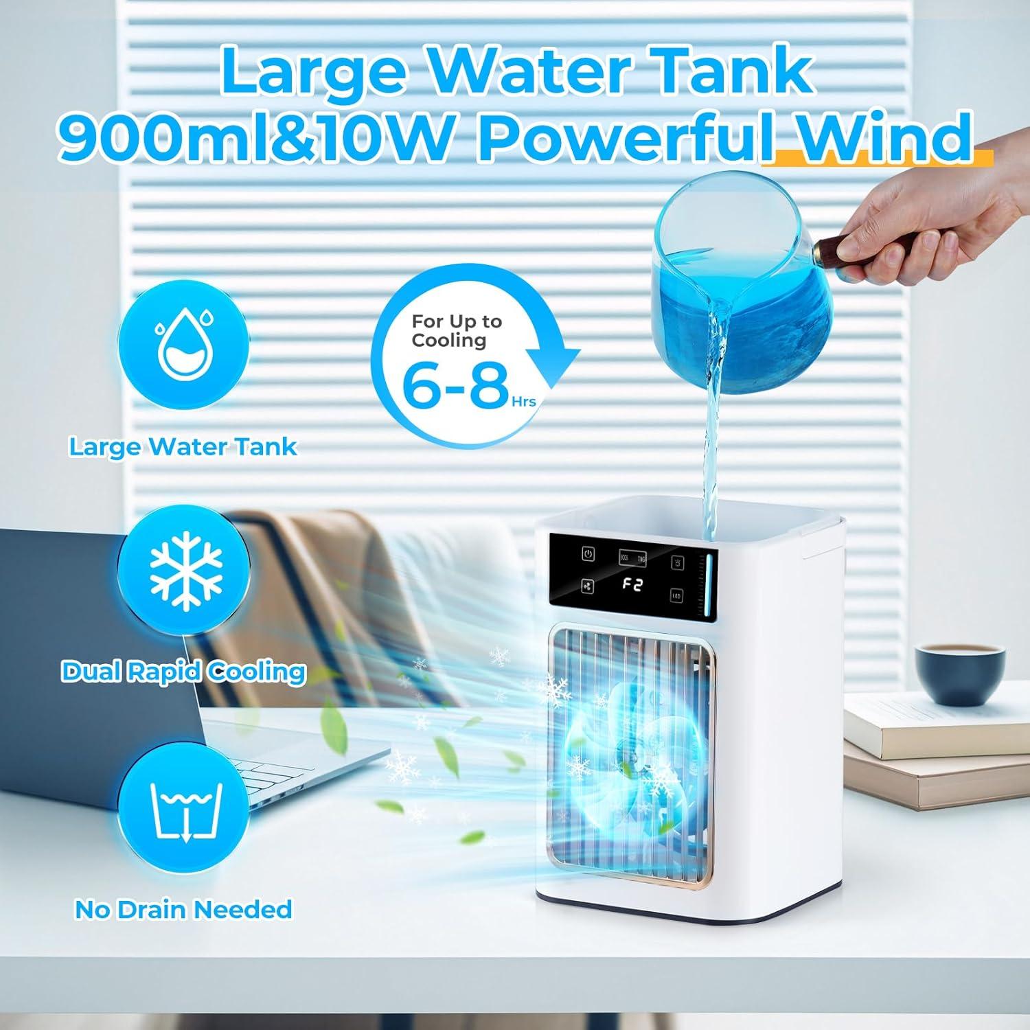 Acondicionador de Aire Portátil CHNENOMME 900ml 4 Velocidades