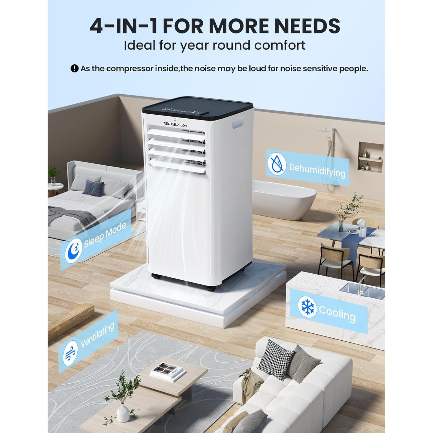 Aire Acondicionado Portátil 10,000 BTU TECXERLLON 4-en-1