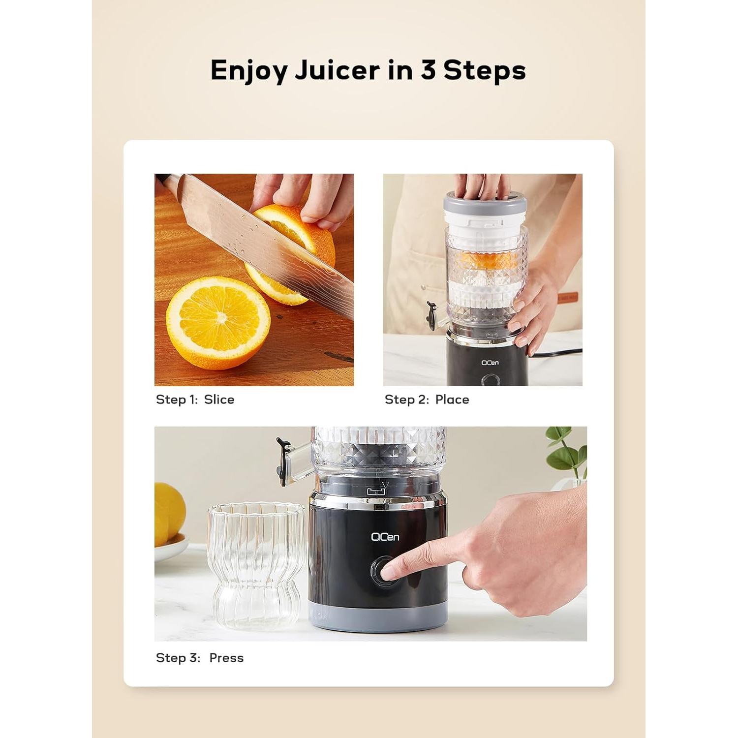 Exprimidor Eléctrico de Cítricos QCen FE002B 90W Negro