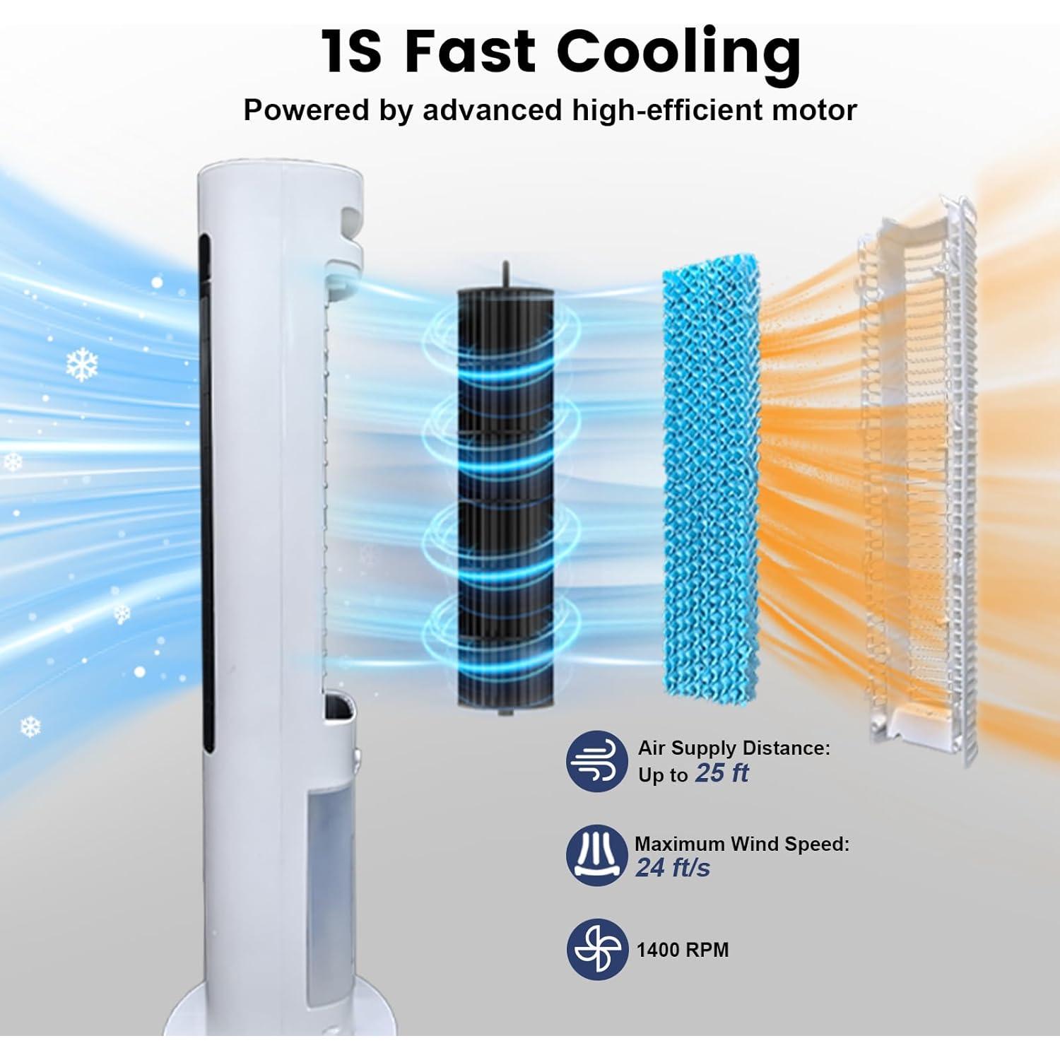 Enfriador de Aire Evaporativo AZOUTDOOR 70° Oscilante 3L