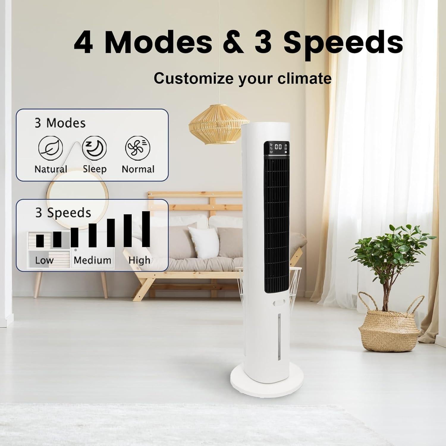 Enfriador de Aire Evaporativo AZOUTDOOR 70° Oscilante 3L