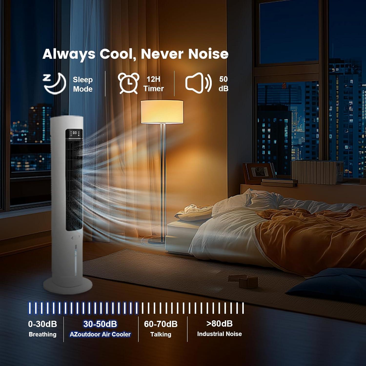 Enfriador de Aire Evaporativo AZOUTDOOR 70° Oscilante 3L