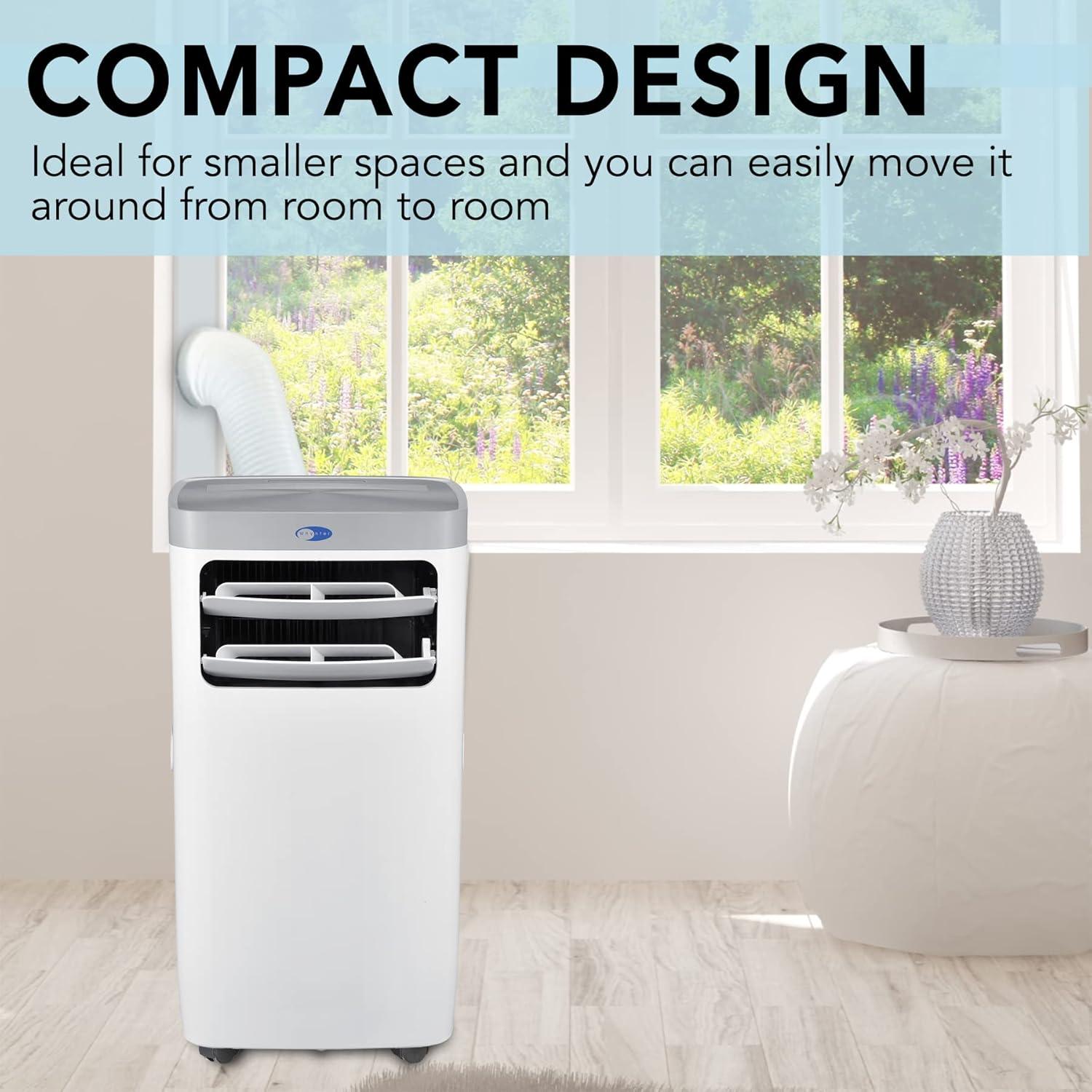 Whynter ARC-115WG 11,000 BTU (6,800 BTU SACC) Compact Portable Air Conditioner, Dehumidifier, and Fan with Remote Control, up to 400 sq ft in White/Grey