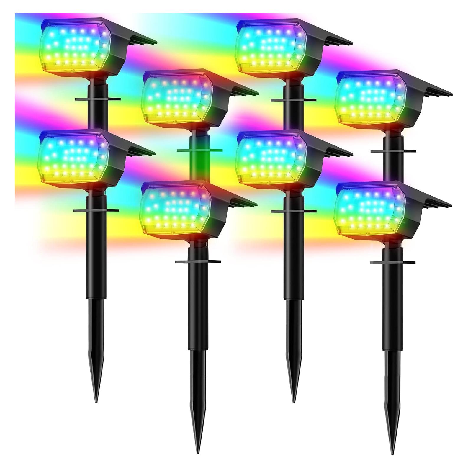 Focos Solares LANSOW RGB 8 Paquete 30 LEDs Impermeables