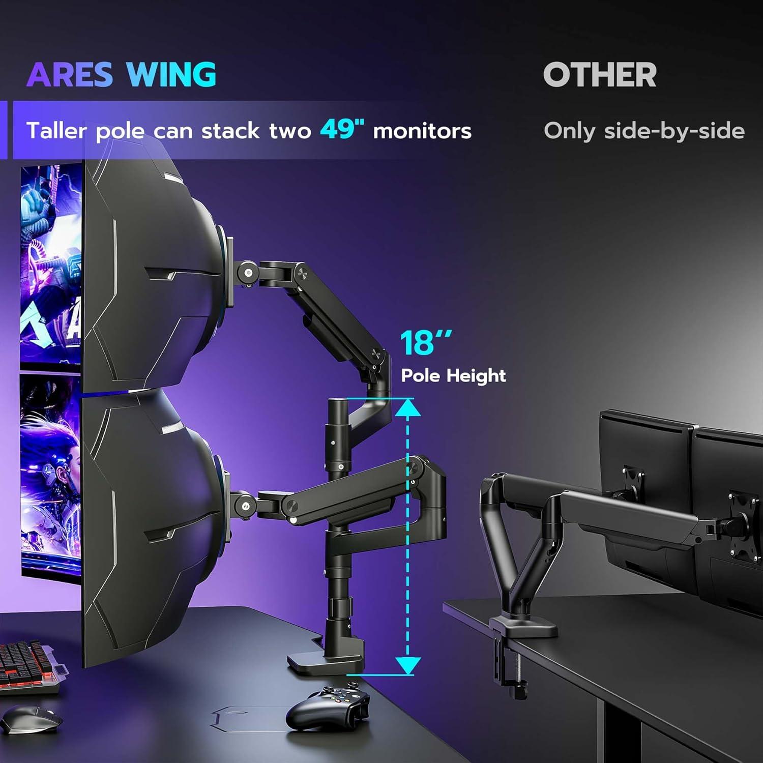 Soporte Doble para Monitor ARES WING 17-49" Negro