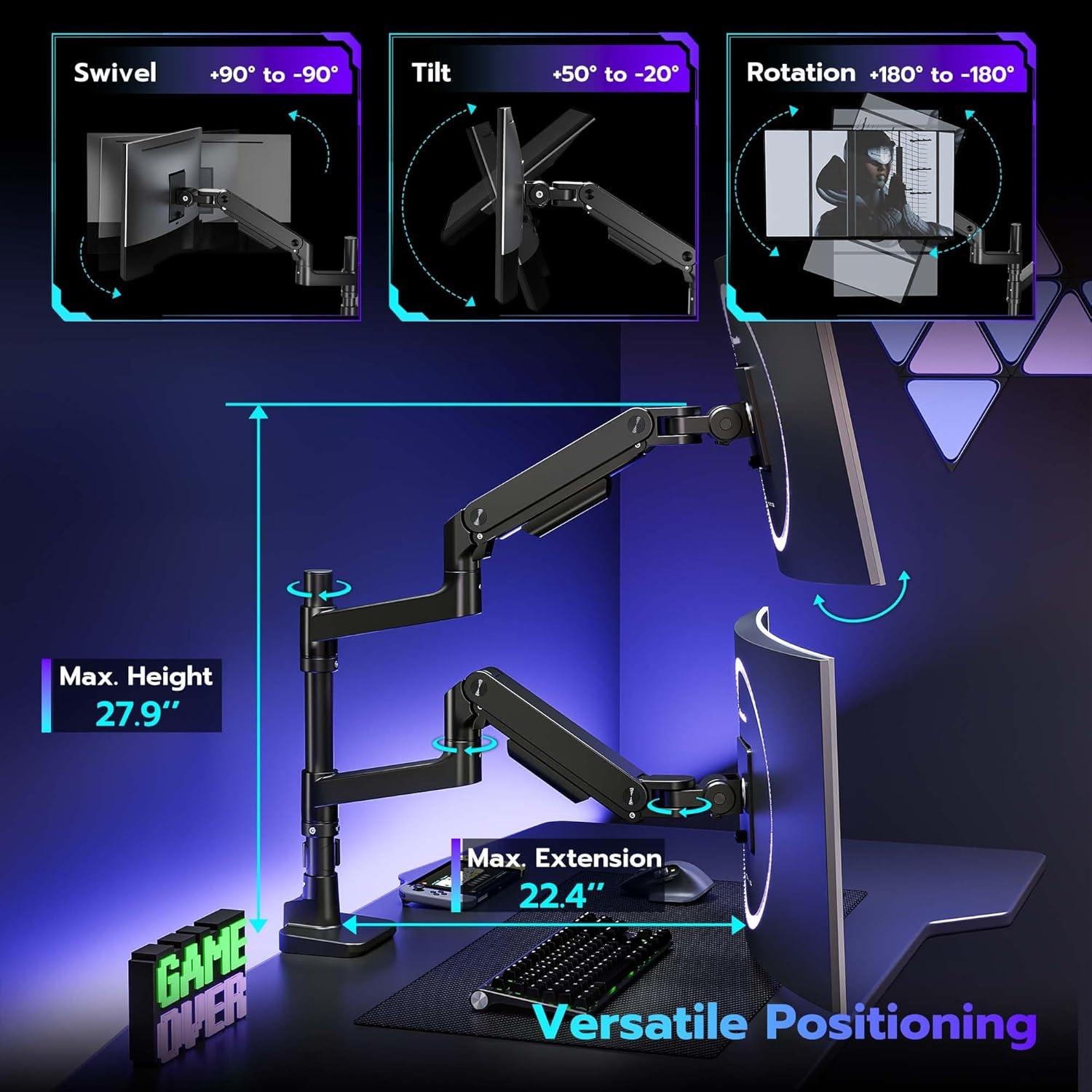 Soporte Doble para Monitor ARES WING 17-49" Negro