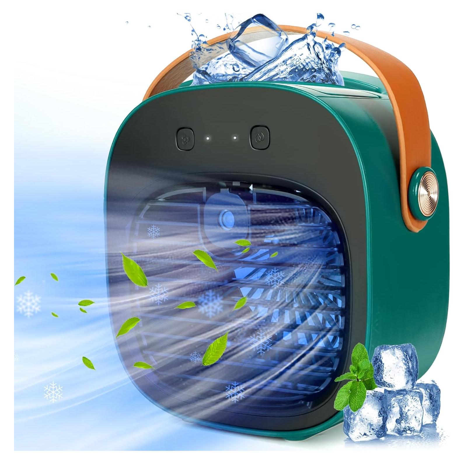 Portable Air Conditioners, 5200mAh Rechargeable Mini Air Conditioner Fan, 3 Wind Speeds Quiet Personal Small Desk Air Cooler Fan for for Bedroom, Car, Home, Camping, Travel, and Office