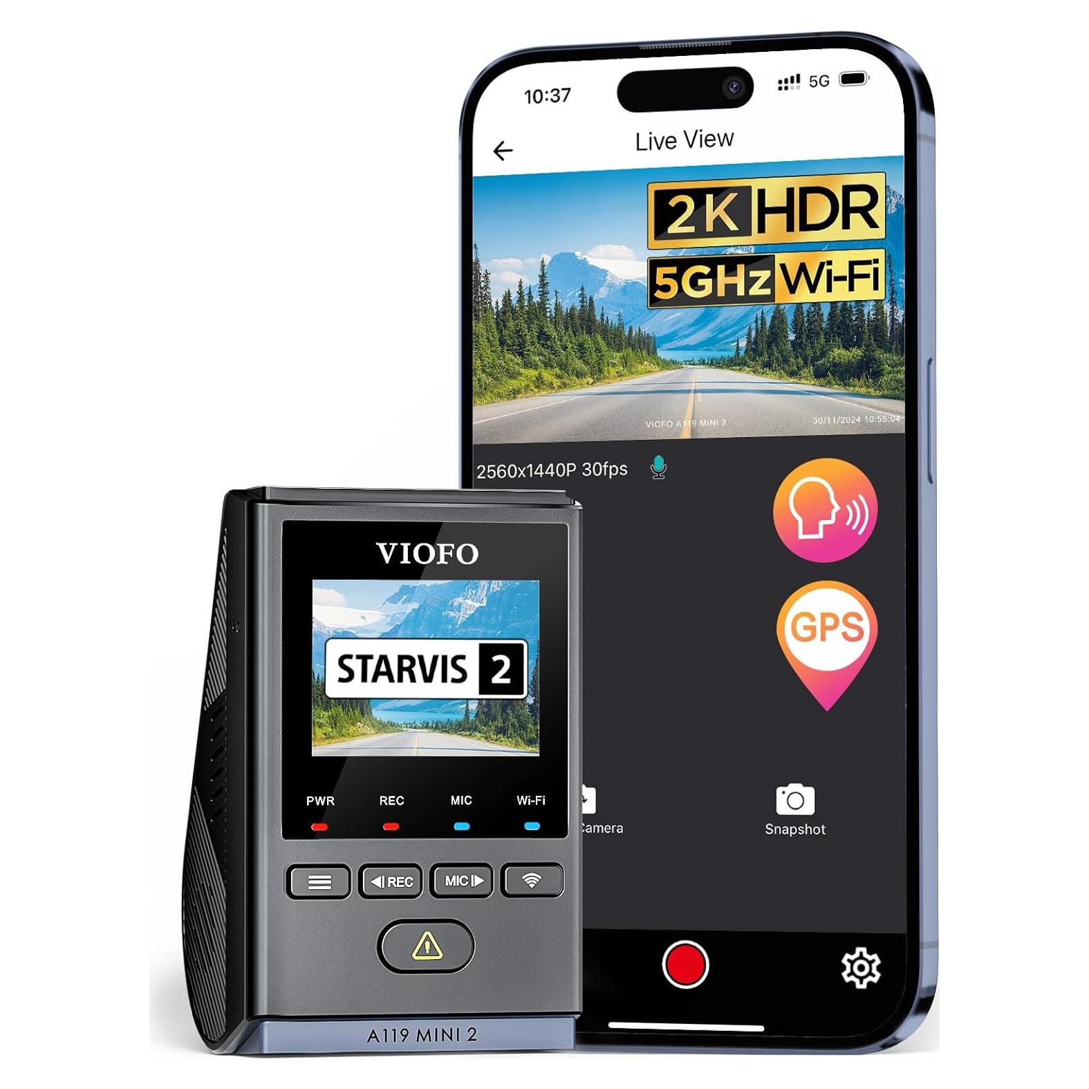 Cámara Dash VIOFO A119 Mini 2 2K 60fps GPS Wi-Fi 5GHz