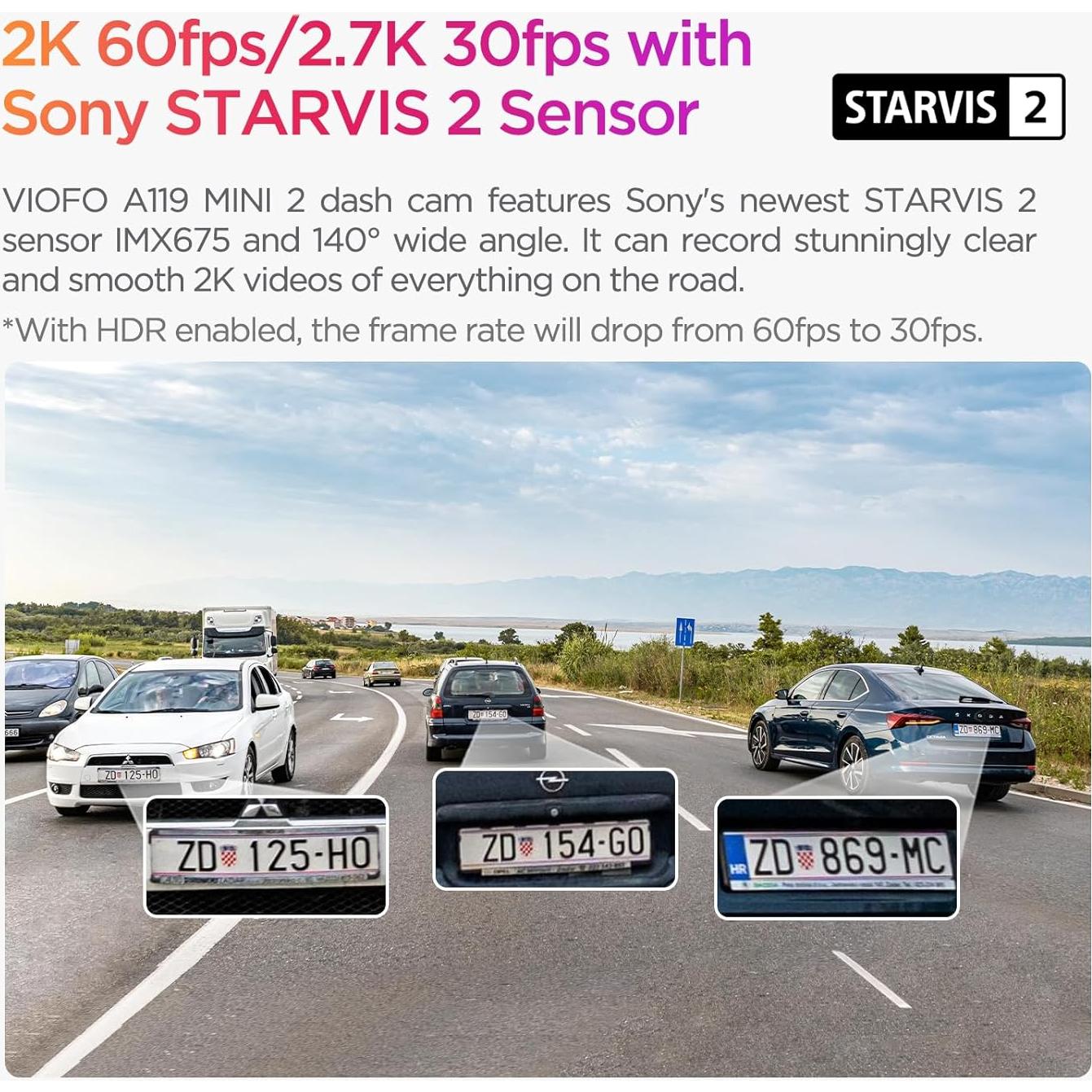 Cámara Dash VIOFO A119 Mini 2 2K 60fps GPS Wi-Fi 5GHz