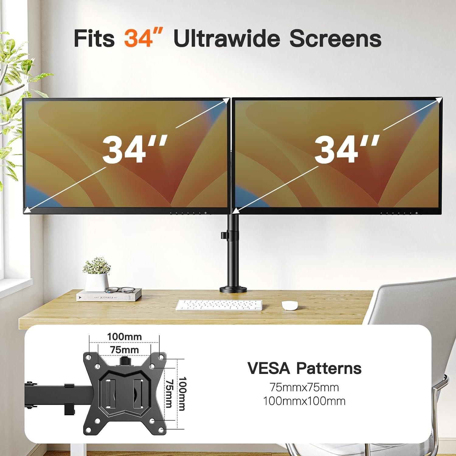 Soporte Doble para Monitor ErGear 13 a 34 Pulgadas Negro