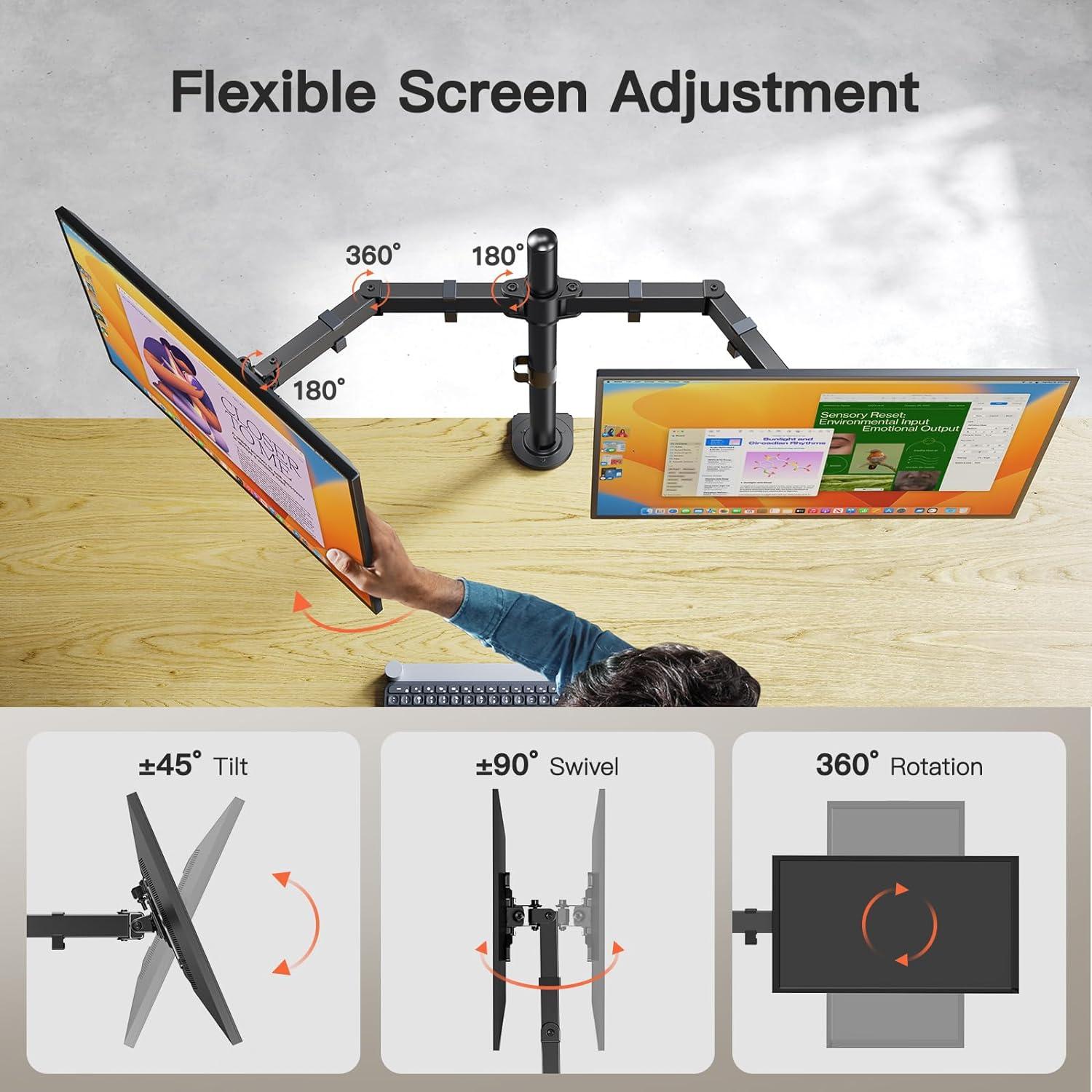 Soporte Doble para Monitor ErGear 13 a 34 Pulgadas Negro