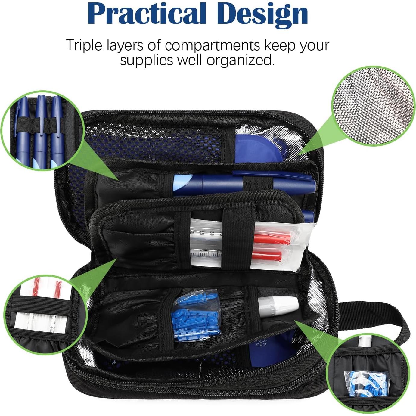 Funda de viaje para insulina SLINRKE negra con aislamiento