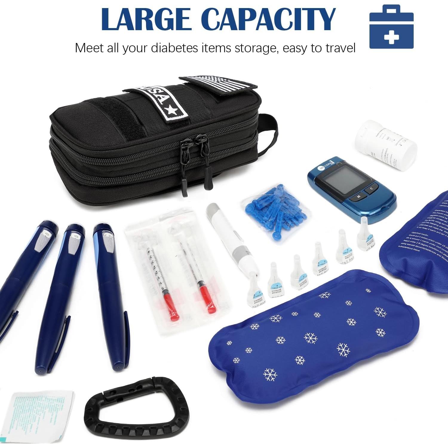 Funda de viaje para insulina SLINRKE negra con aislamiento