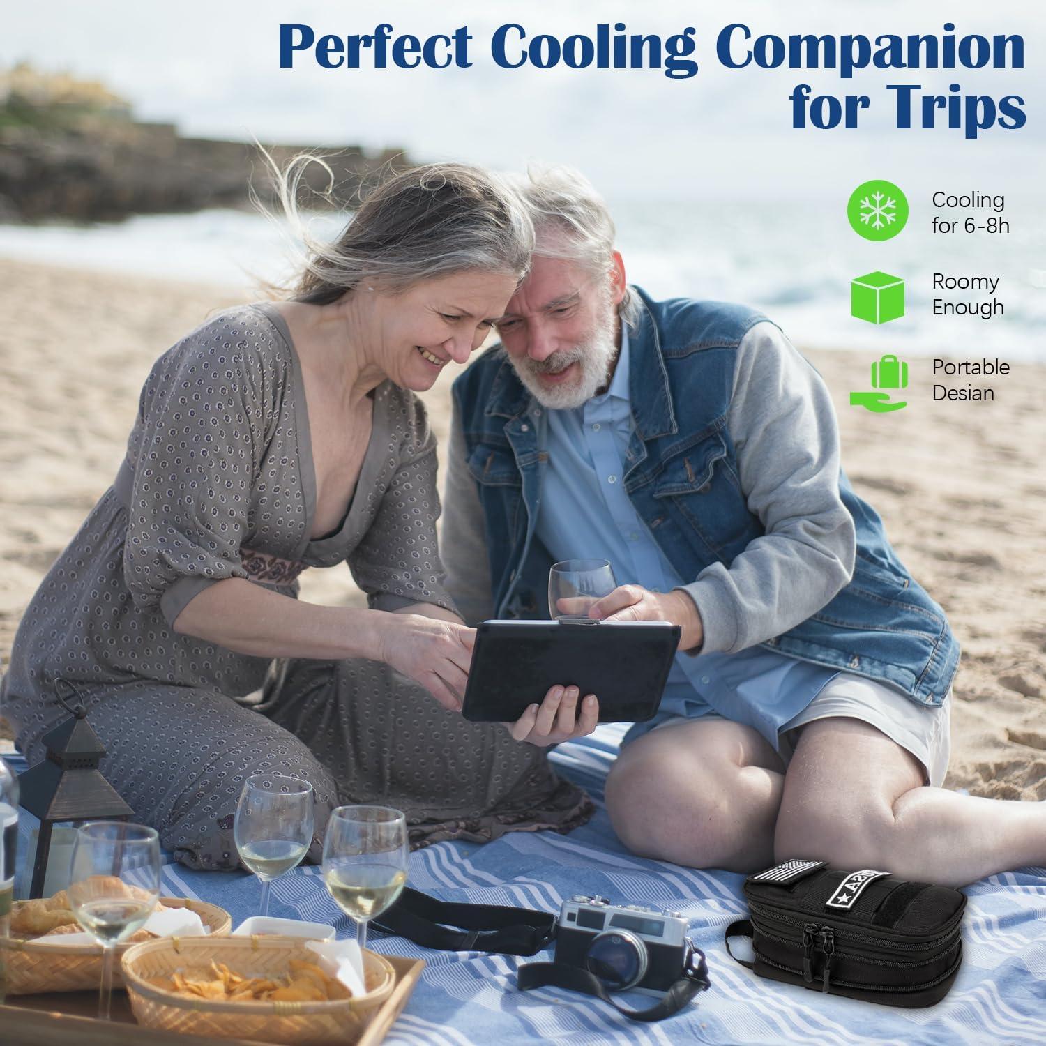 Funda de viaje para insulina SLINRKE negra con aislamiento