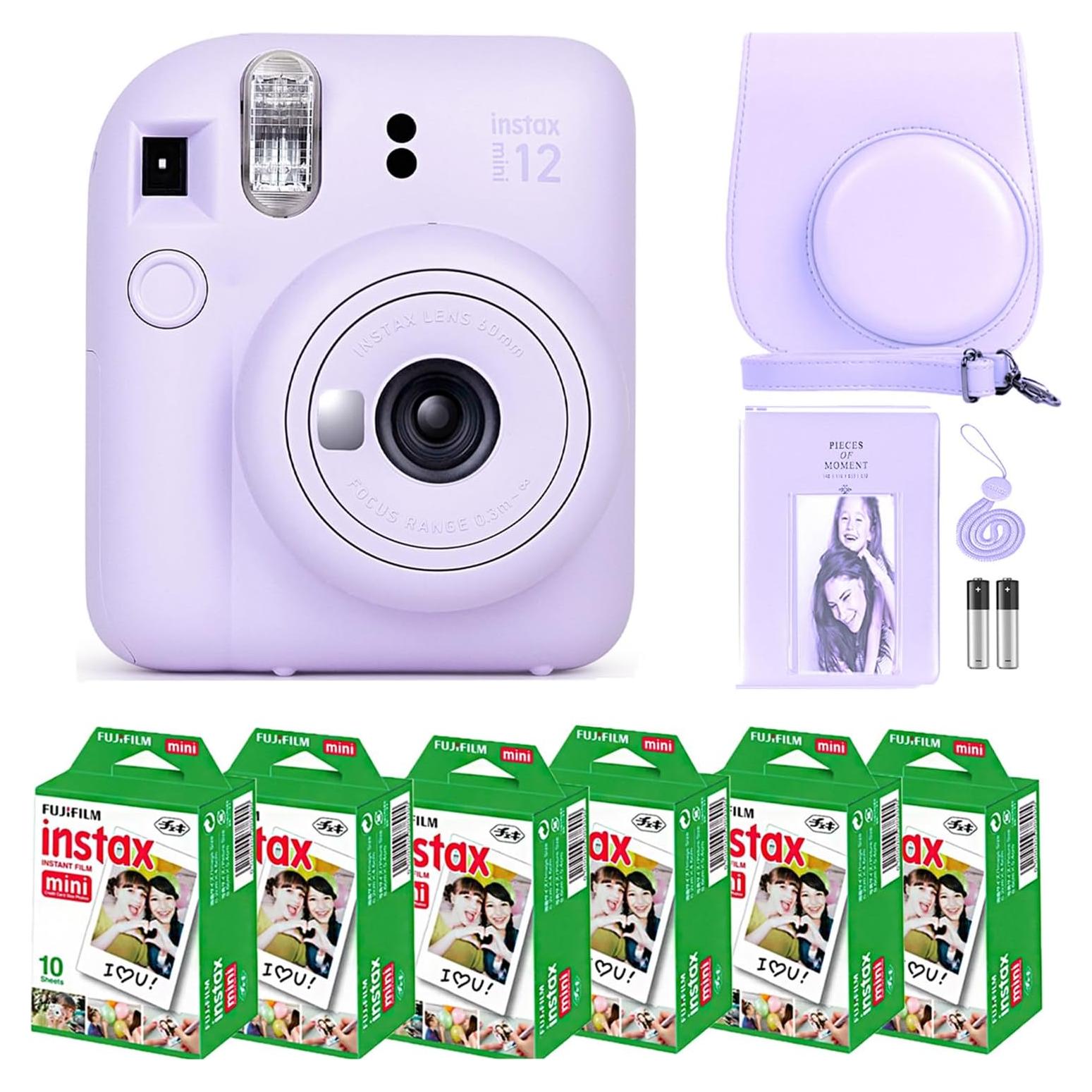 Cámara Fujifilm Instax Mini 12 + Película 60 Hojas + Accesorios