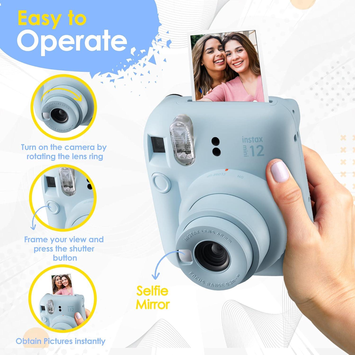 Cámara Fujifilm Instax Mini 12 + Película 60 Hojas + Accesorios