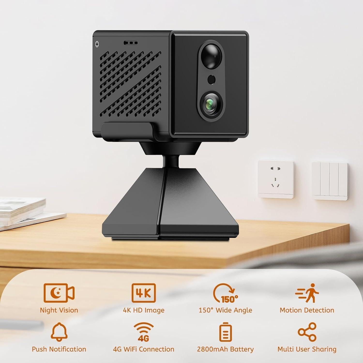 Cámara de Seguridad Inalámbrica 4K RXIMA con Visión Nocturna