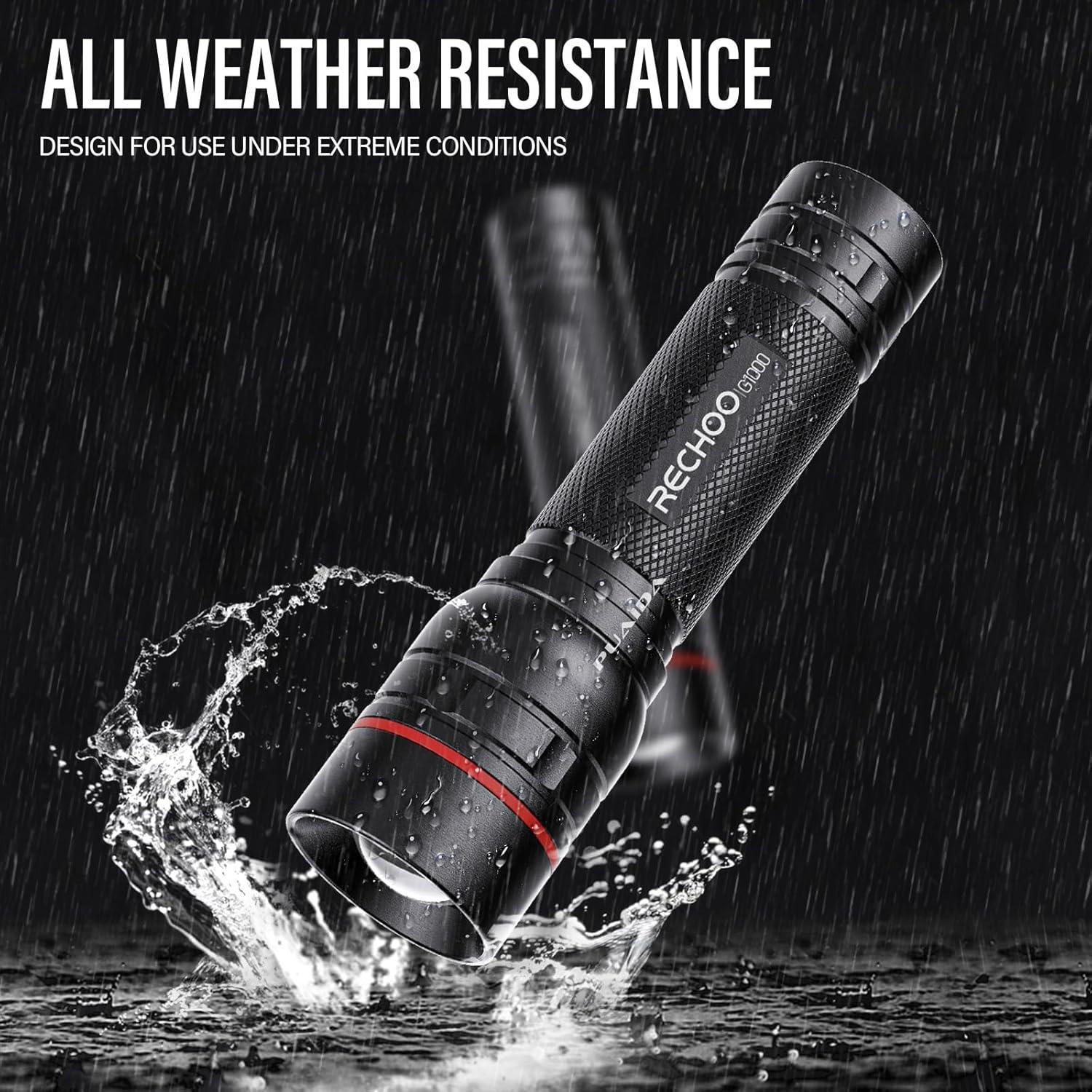 Linternas Recargables RECHOO G1000 LED 3 Modos 2 Paquete