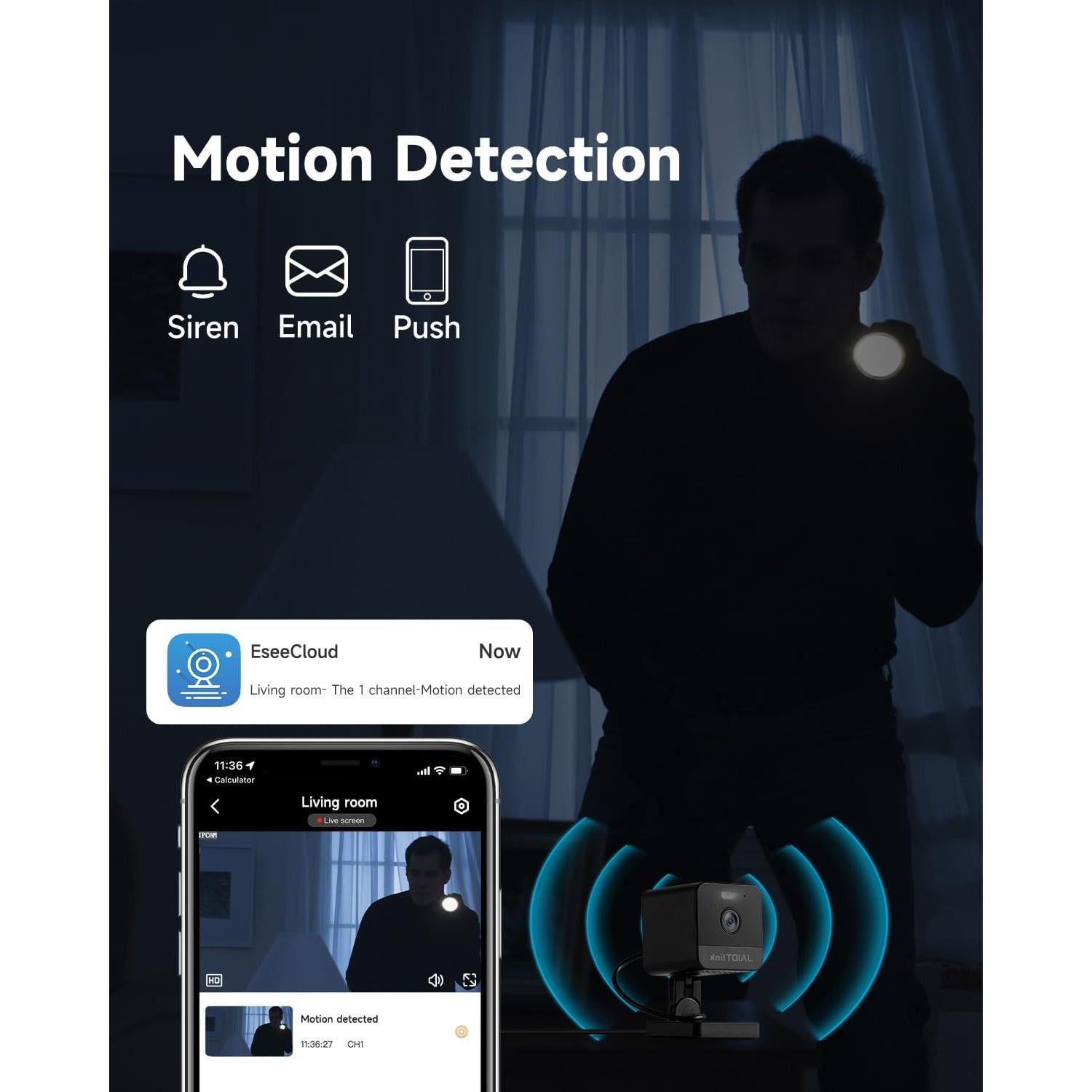 Cámara de Seguridad Interior 1080P JAIOTlink WiFi Negro