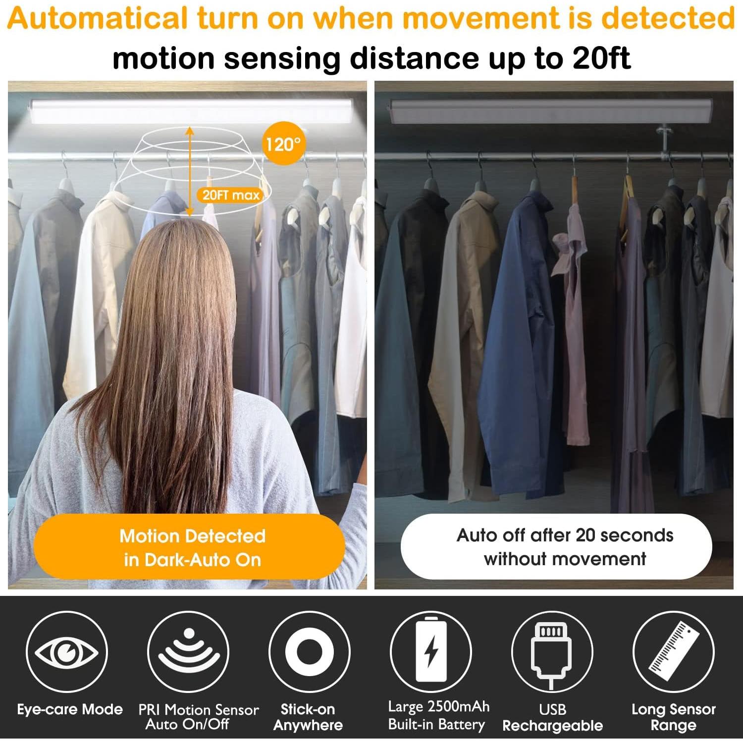 Luz Nocturna LED MOSTON 78 LEDs Sensor Movimiento 2500mAh