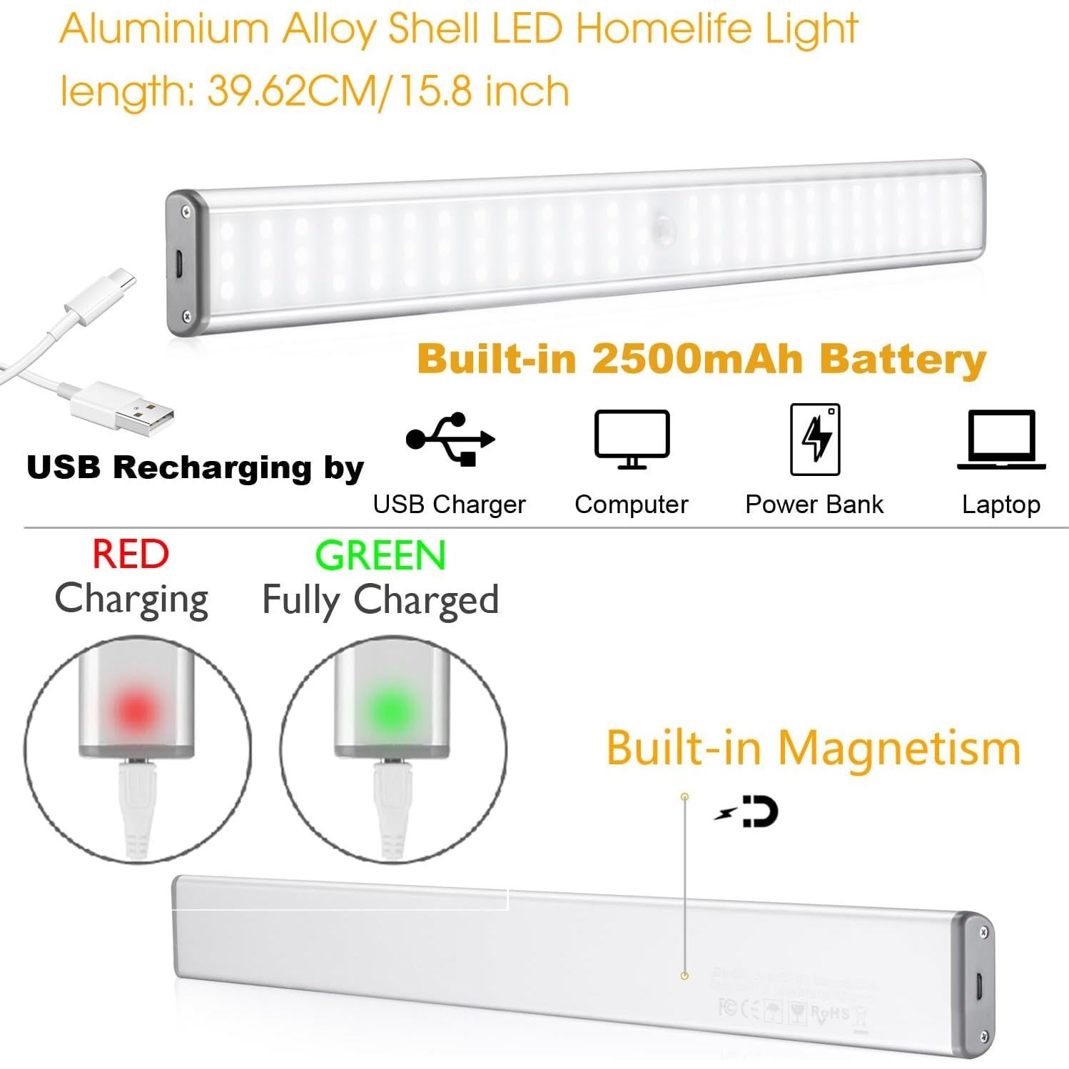 Luz Nocturna LED MOSTON 78 LEDs Sensor Movimiento 2500mAh