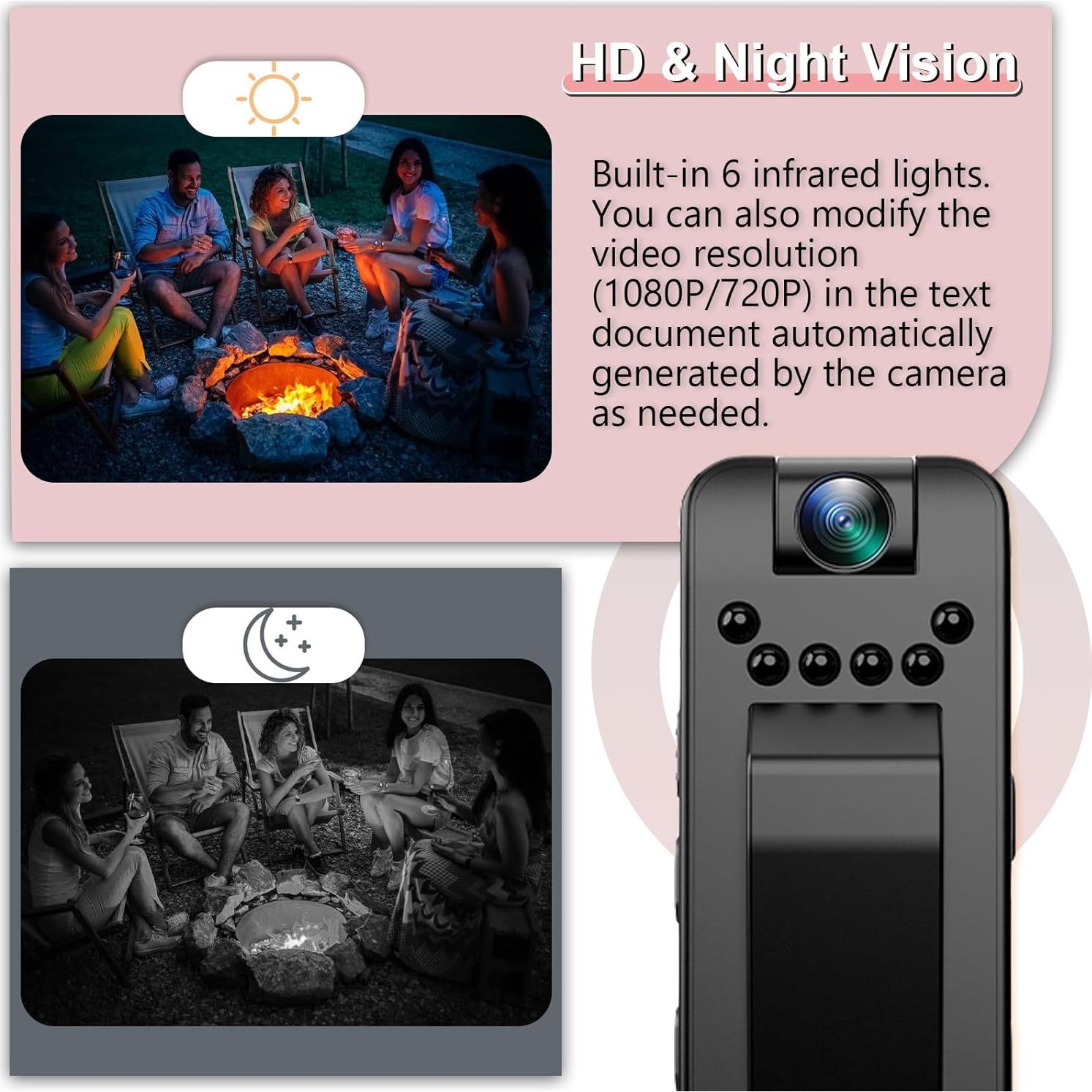 Mini Cámara Corporal HD 1080P FUXGZ con Visión Nocturna