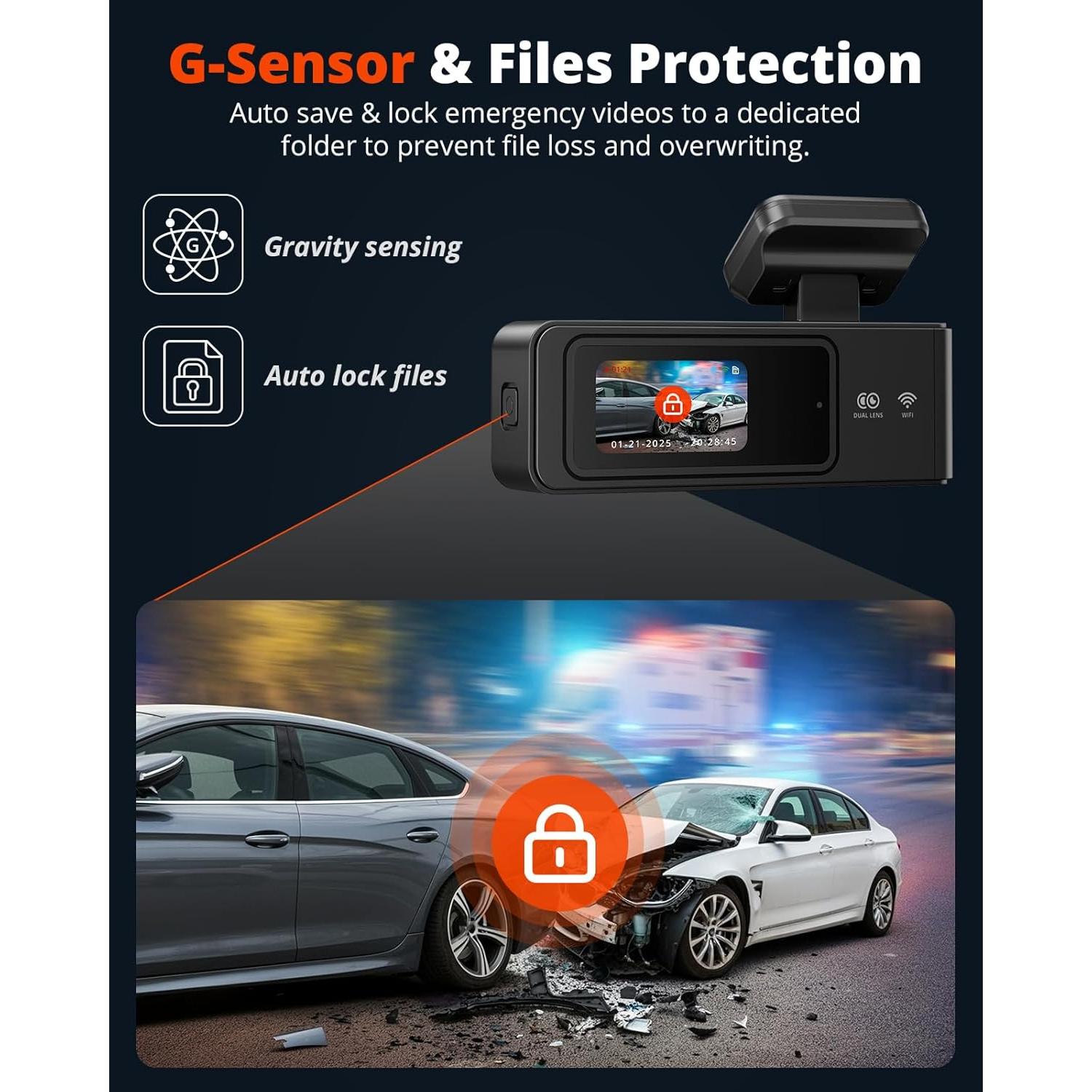 Cámara Dash 2K Delantera y Trasera Kingslim con 64GB